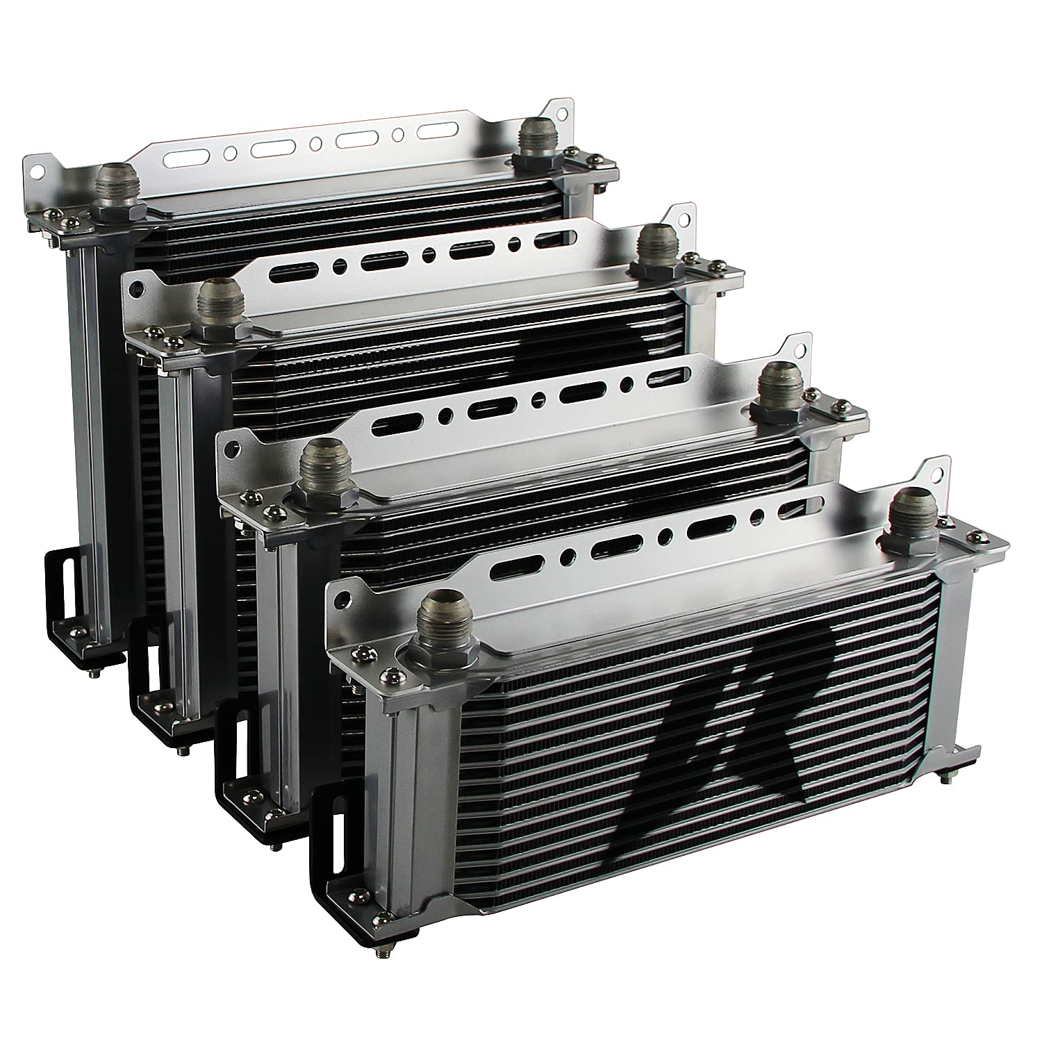 Universal AN10 30 Row Aluminum Oil Cooler Kit - Silver Engine & Transmission Adapter for High-Performance Cars, Trucks & Racing Vehicles - Perfect for Cooling System Upgrades & Performance Tuning