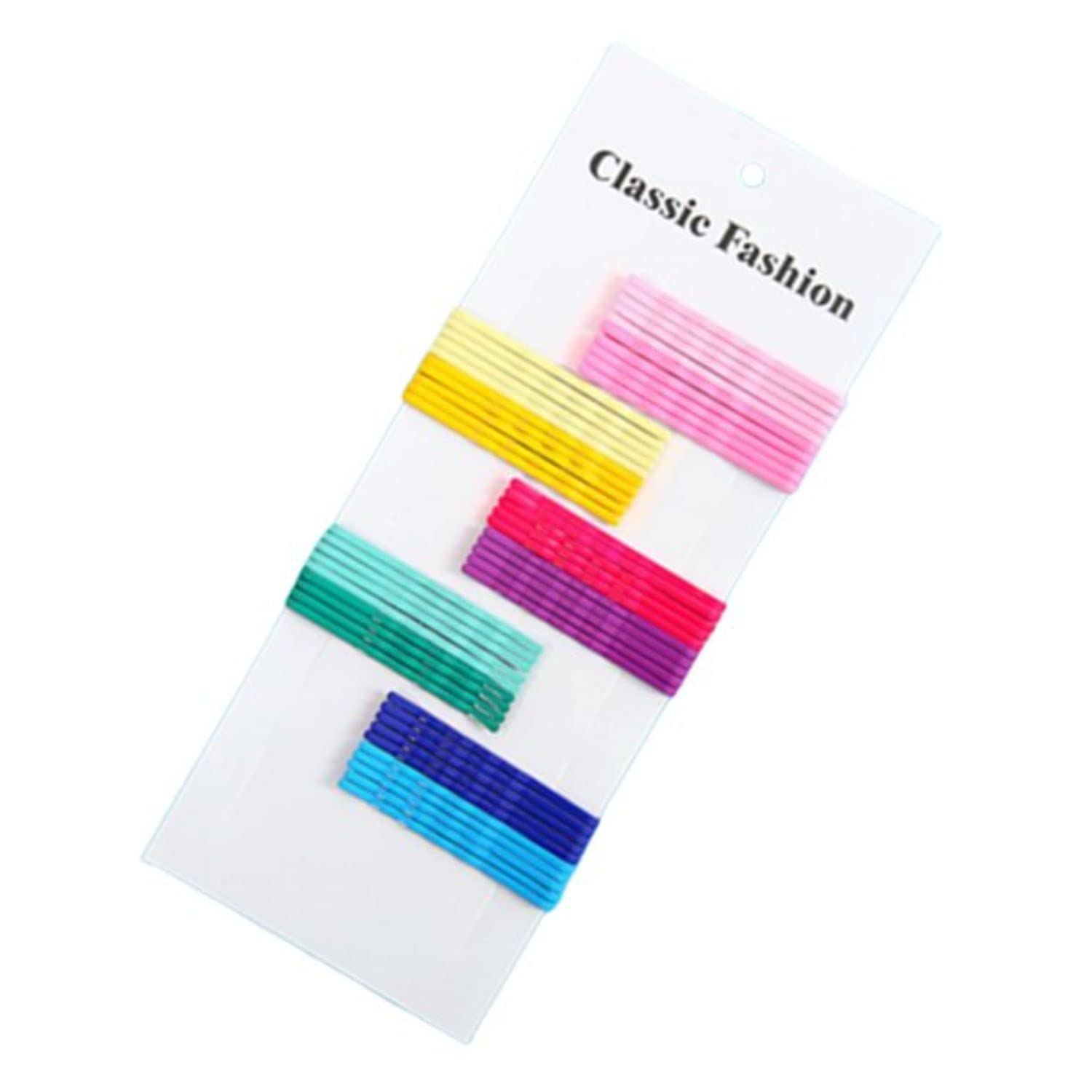 FAMEZA 50pcs U-Shaped Hair Clips - Colorful Metal Hair Styling Clips for Salon, DIY, Wavy & Curly Hair - Rainbow Hairpins for Women & Girls - Perfect for Braiding, Styling & Hair Extensions