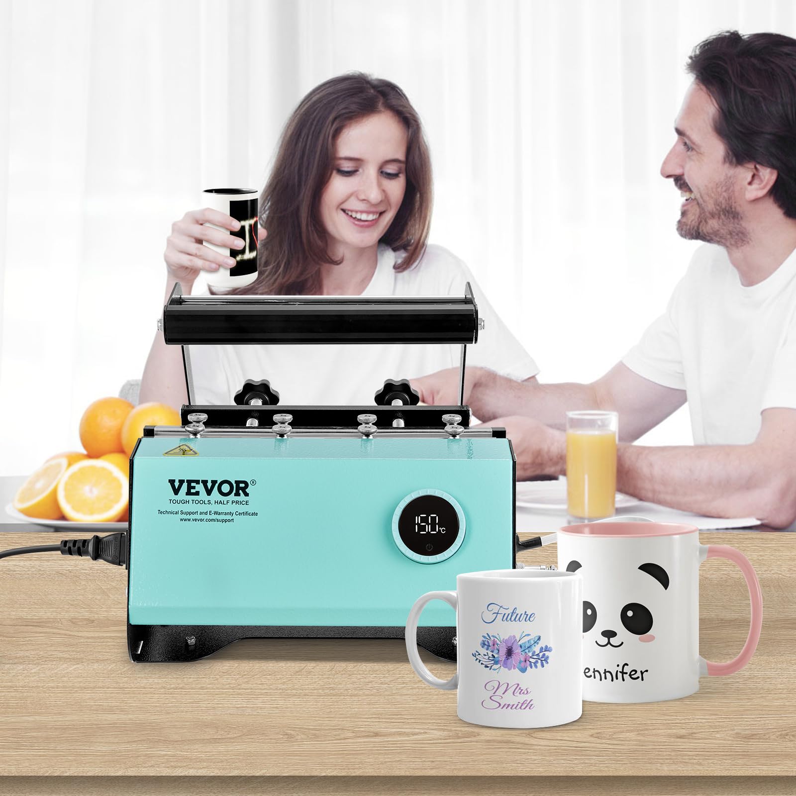 VEVOR Tumbler Heat Press Machine for Sublimation - 30OZ & 20OZ Straight Skinny Tumblers, 11-16OZ Mugs - Adjustable Temperature & Timer with Knob Control, Includes Heat Tape & Gloves (Green) - Perfect for DIY Custom Tumblers, Personalized Gifts & Small Business Crafting