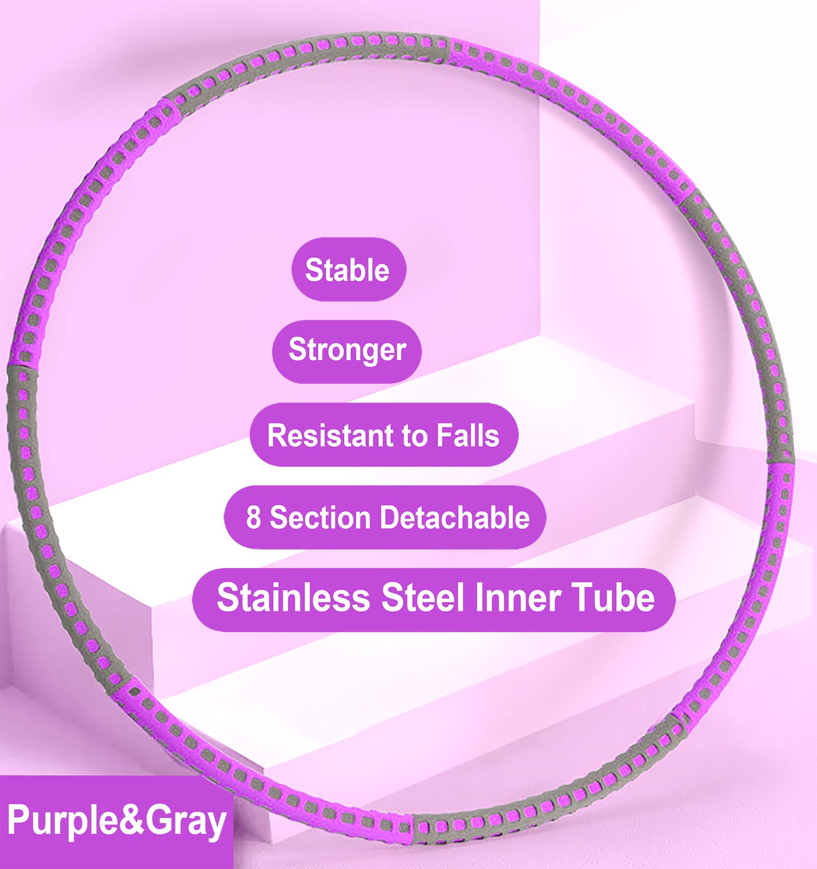 Adjustable Weighted Exercise Hoop for Adults - Stainless Steel Workout Hoop with Thick Soft Foam Padding - Professional Fitness Equipment for Weight Loss & Core Training - Perfect for Home Gym, Yoga, and Pilates Workouts