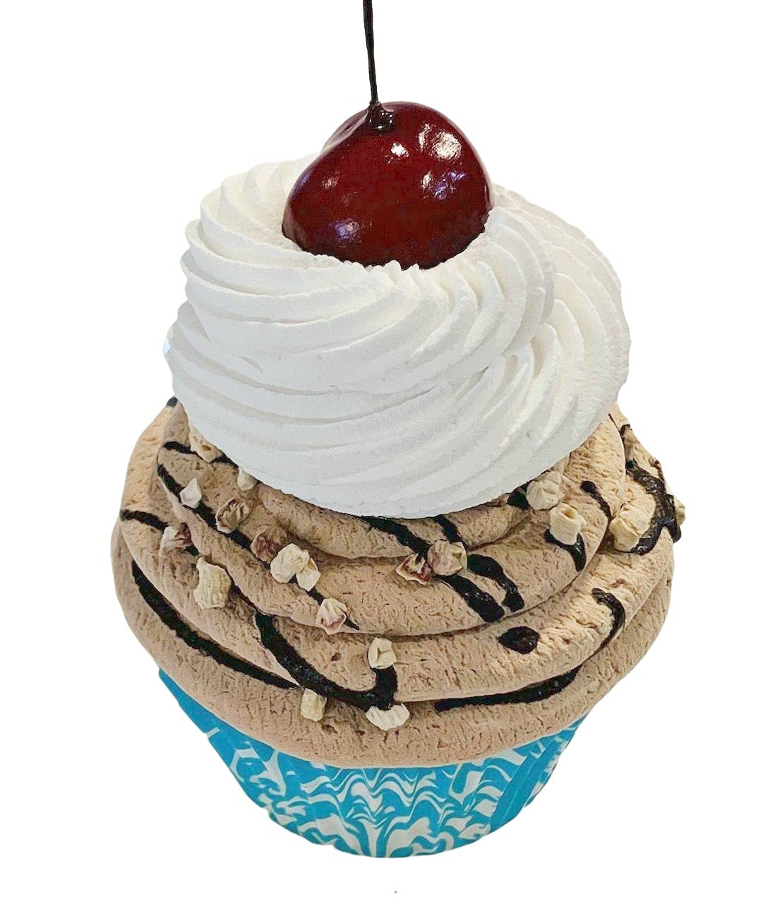 Artificial Fake Cupcakes & Cakes for Display - Realistic Faux Dessert Decorations for Home, Kitchen & Party Decor - Chocolate & Cherry Cupcake Fake Food on Cake Plate - Perfect for Wedding, Birthday & Home Decoration Displays