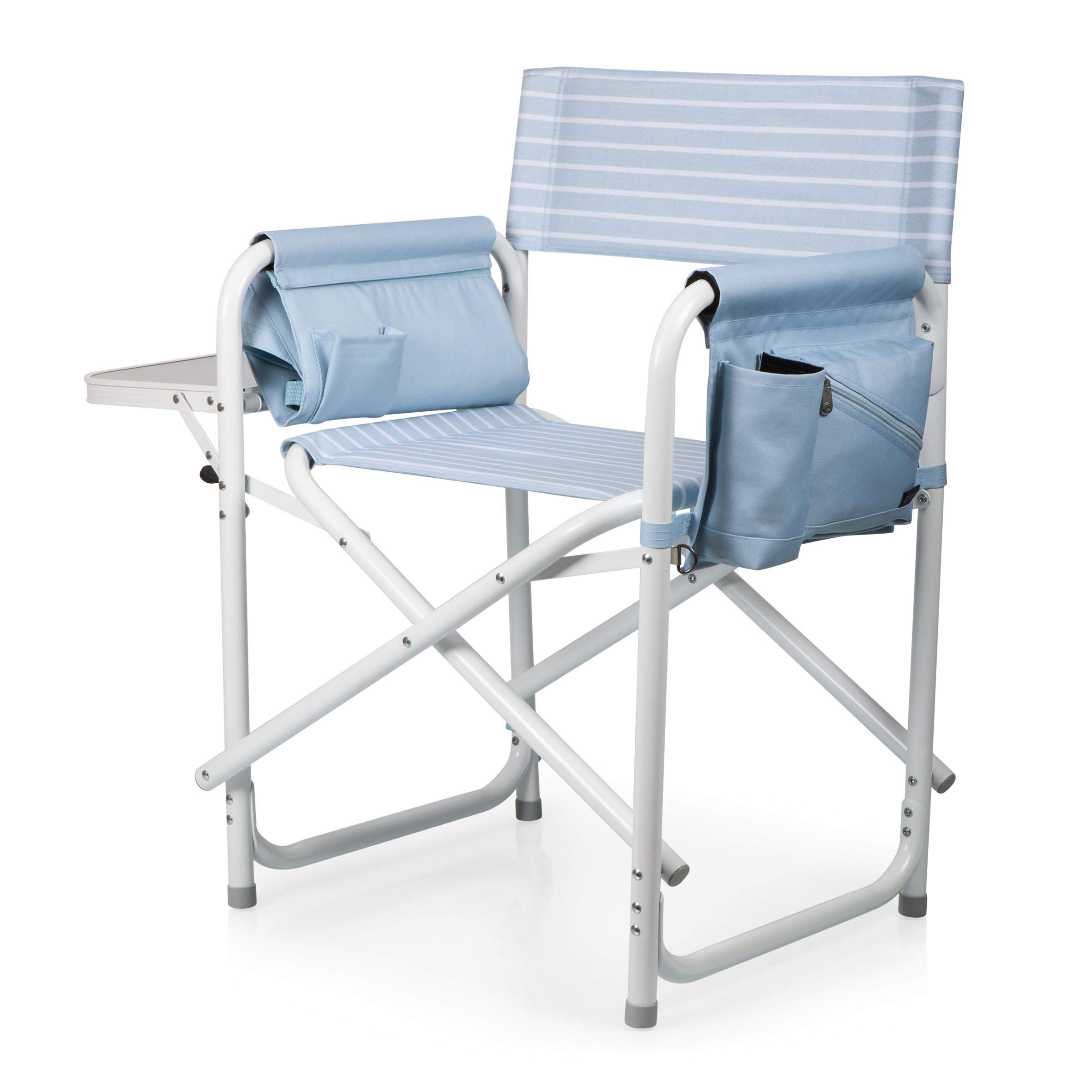 Picnic TIME Outdoor Directors Chair with Side Table - Portable Folding Beach Chair for Adults, Sturdy Camping Chair with Built-in Table - Perfect for Beach, Backyard, Camping & Outdoor Relaxation