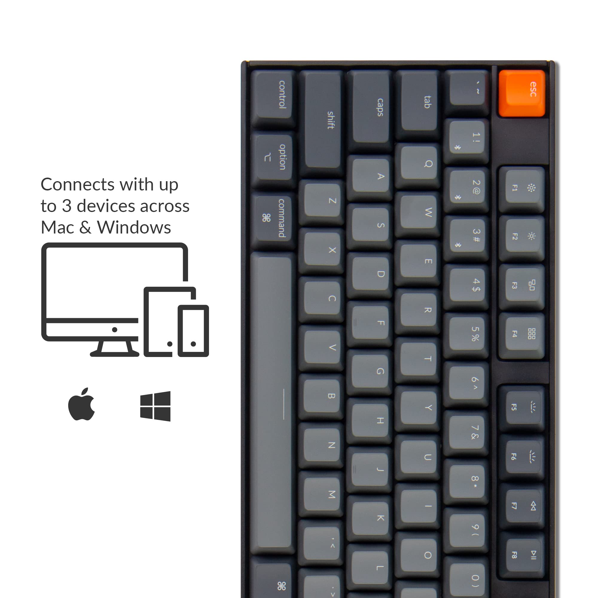 Keychron K10 RGB Mechanical Keyboard - Bluetooth/USB, Gateron Brown Switch for Mac/Windows Gaming & Work