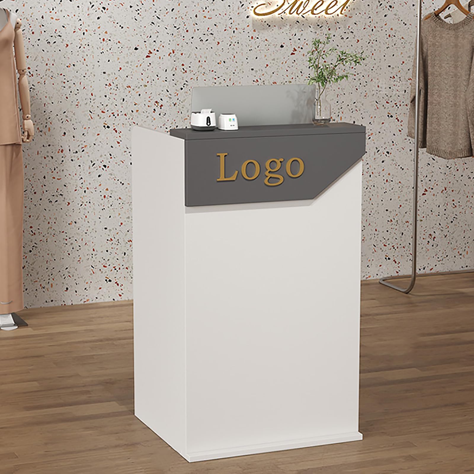 Modern Reception Counter Desk with Drawers - 60