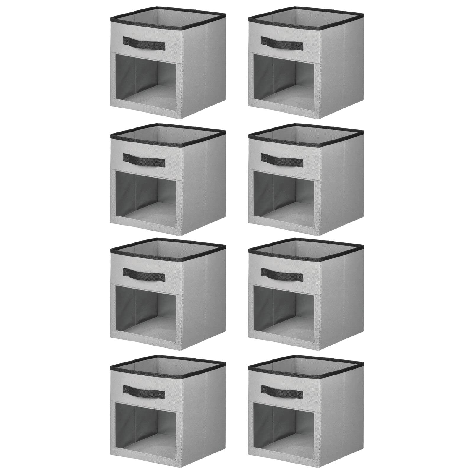 mDesign Fabric Storage Bins with Handles - 8 Pack Gray/Black Organizer Bins for Nursery, Playroom, Closet - Perfect for Toys, Clothes, Diapers & Bibs - Fits Cube Shelving Units - Jane Collection - Ideal for Home Organization & Kids' Room Storage