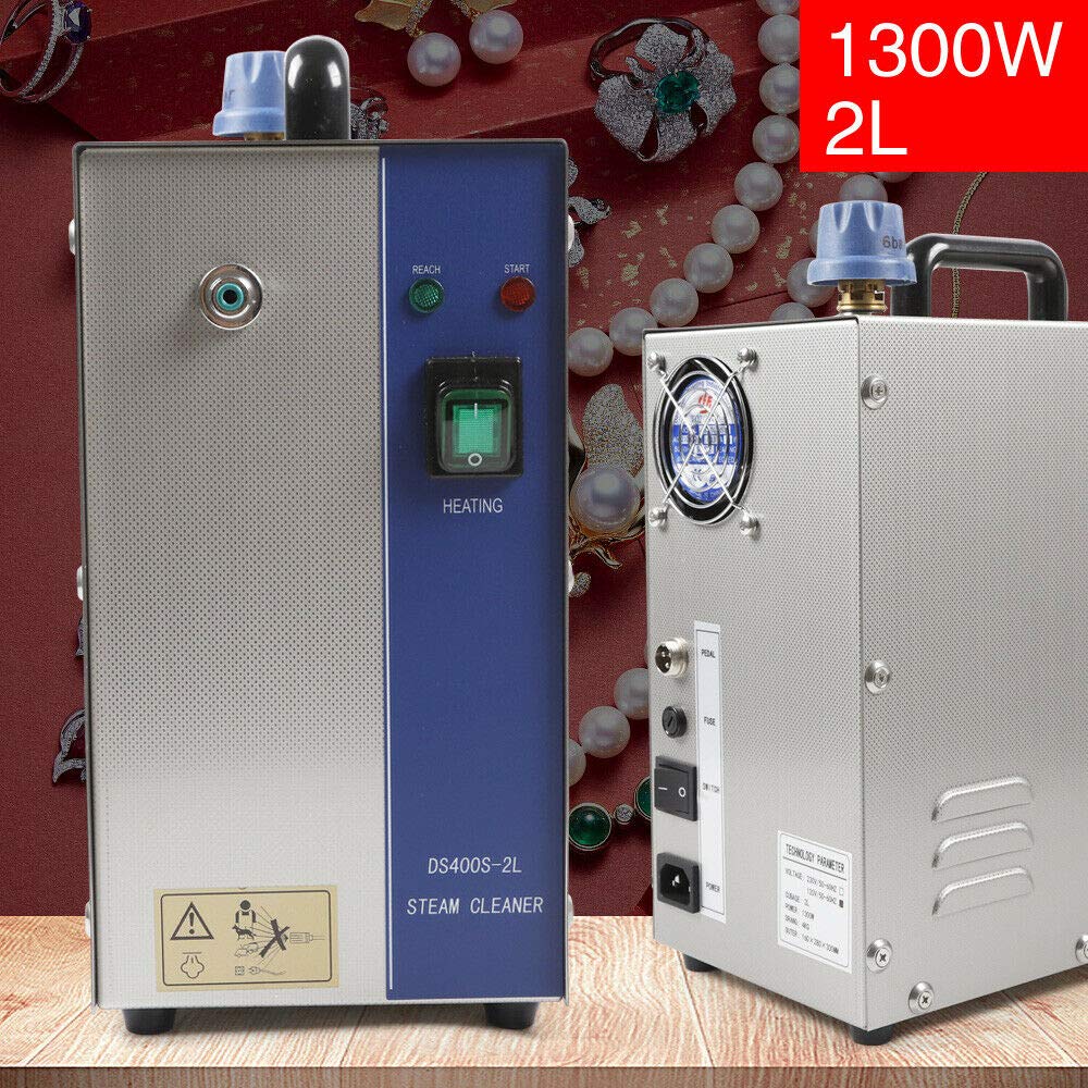 Professional 110V 1300W Jewelry Steam Cleaner Machine for Gold, Silver & Gemstones - 2L/0.52 US Gallon Capacity - US Stock - Perfect for Jewelry Stores, Pawn Shops & Home Jewelry Cleaning