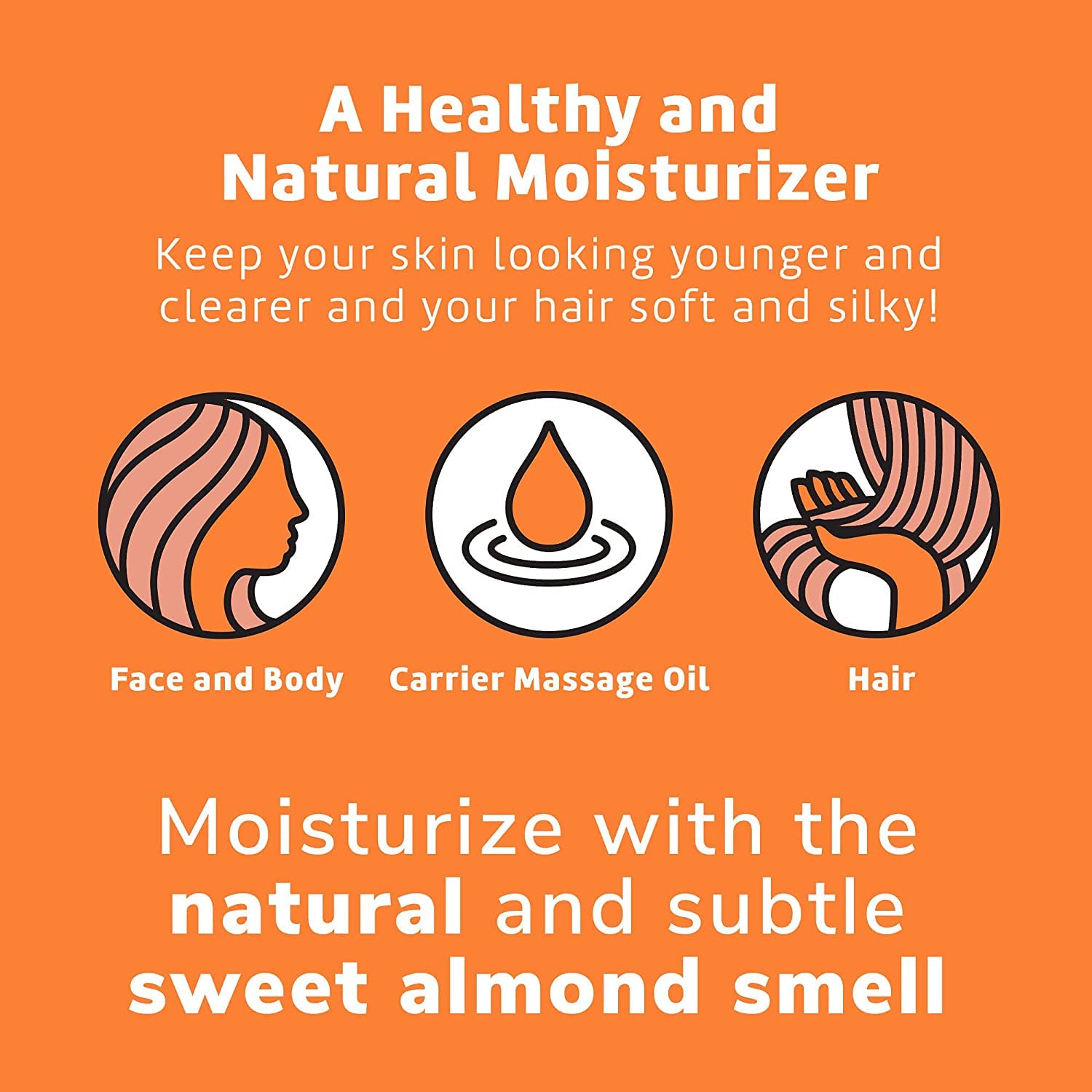 De La Cruz Sweet Almond Oil for Hair & Skin - Natural Moisturizer, 3-Pack of 2 Fl Oz Glass Bottles - Perfect for Dry Scalp, Face Care & Massage Therapy