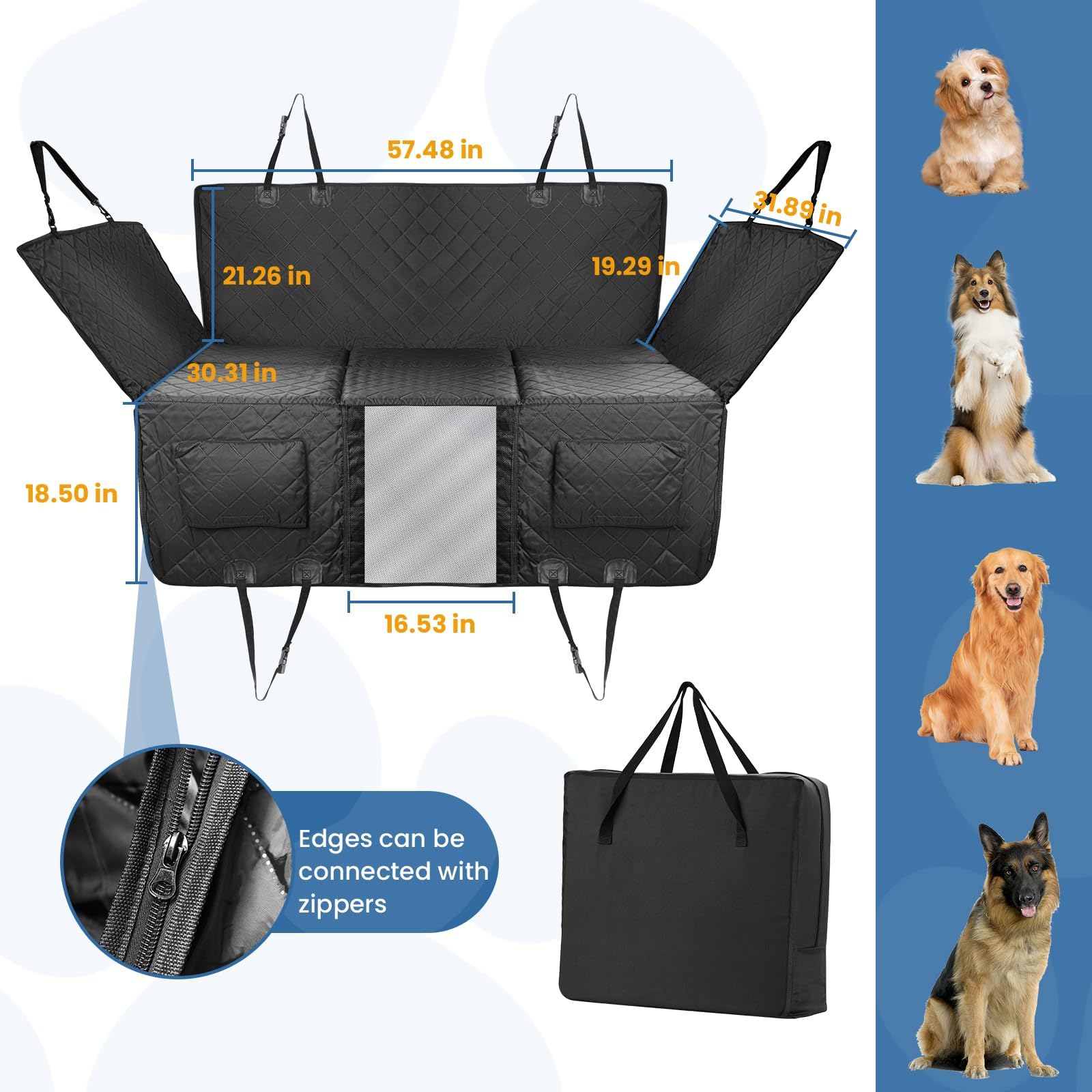 Waterproof Dog Seat Cover for Trucks - Heavy Duty 400lbs Capacity, Foldable & Sturdy Pet Car Seat Protector for F150, RAM1500, Silverado - Perfect for Road Trips & Outdoor Adventures