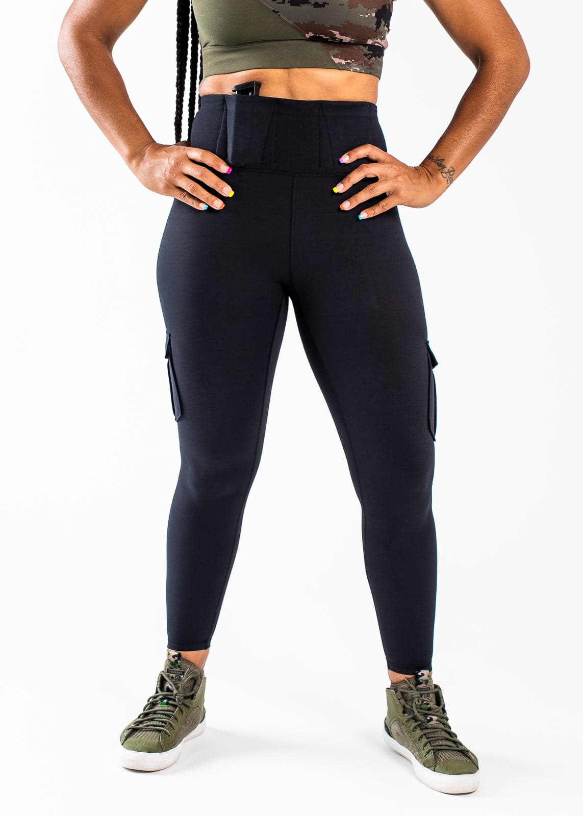 Tactical Concealed Carry Leggings with Hidden Pockets for Women - Comfortable & Secure CCW Wear | Black | Perfect for Running, Gym, Hiking & Everyday Concealed Carry