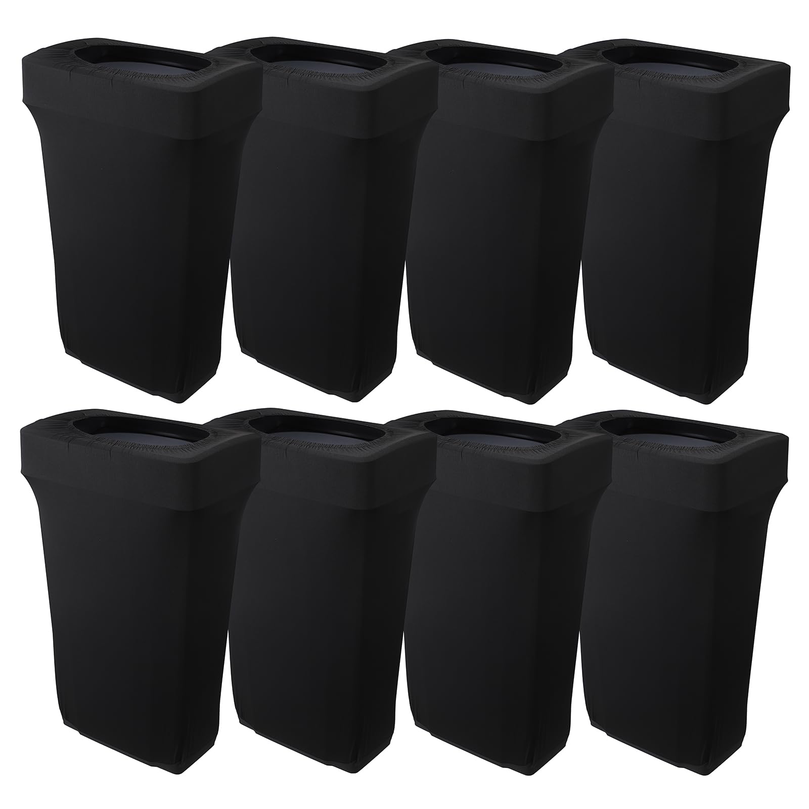 23 Gallon Stretch Spandex Trash Can Covers 8-Pack - Outdoor Fitted Waste Bin Covers for Rectangular Garbage Cans, Commercial & Party Decor - Wedding, Fundraiser, Event Use - Black (Trash Can Not Included) - Perfect for Outdoor Events, Restaurant Waste Bins & Home Use