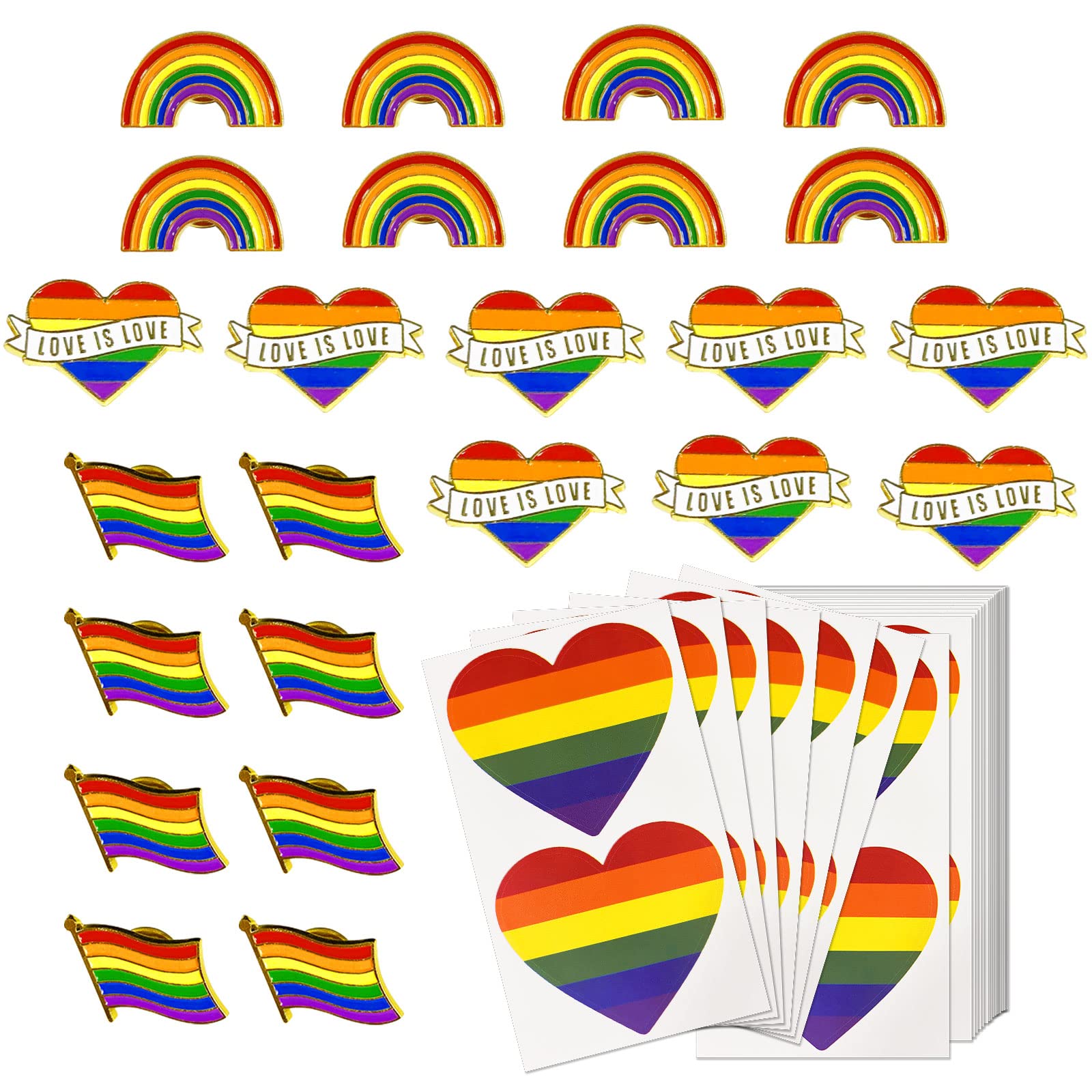 24 Pcs Gay Pride Flag Enamel Pins 