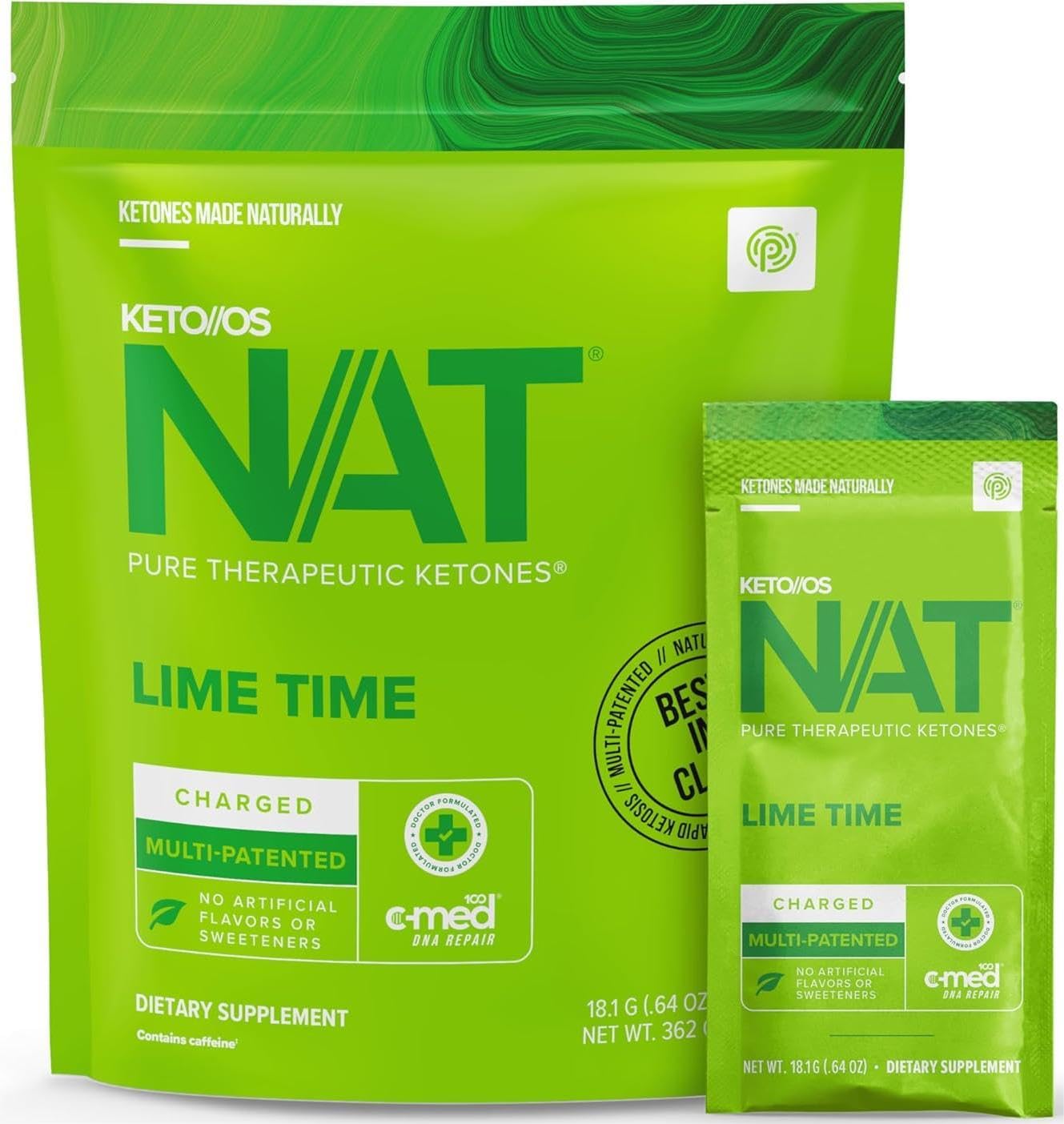 OS NAT Lime Time – Charged Energy Supplement for Men & Women (20 Count) - Boost Focus & Performance for Workouts, Study & Daily Activities