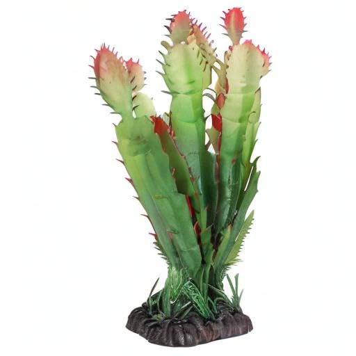Realistic Plastic Cactus Artificial Plants - Reptile Habitat Decor, Terrarium Landscaping & Aquarium Fish Tank Decoration | Perfect for Bearded Dragon Tanks, Gecko Enclosures & Tropical Fish Aquariums