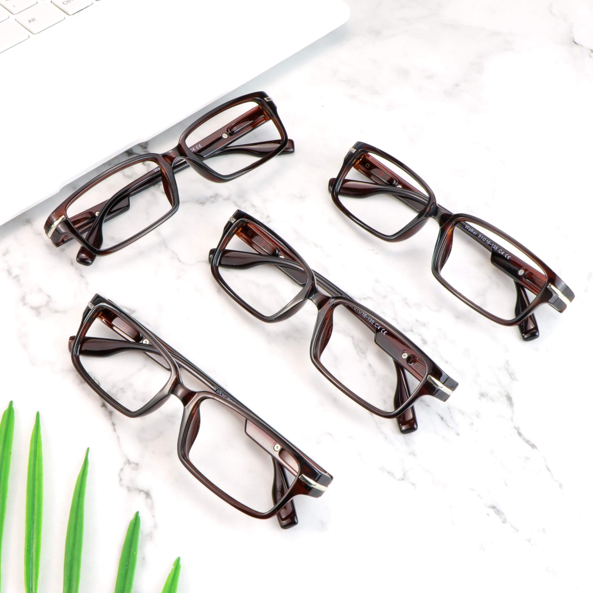 VisionGlobal 4 Pairs Blue Light Blocking Reading Glasses for Women & Men - Anti Eyestrain Computer Glasses with Stylish Rectangle Frame - Perfect for Office Work, Gaming & Screen Time