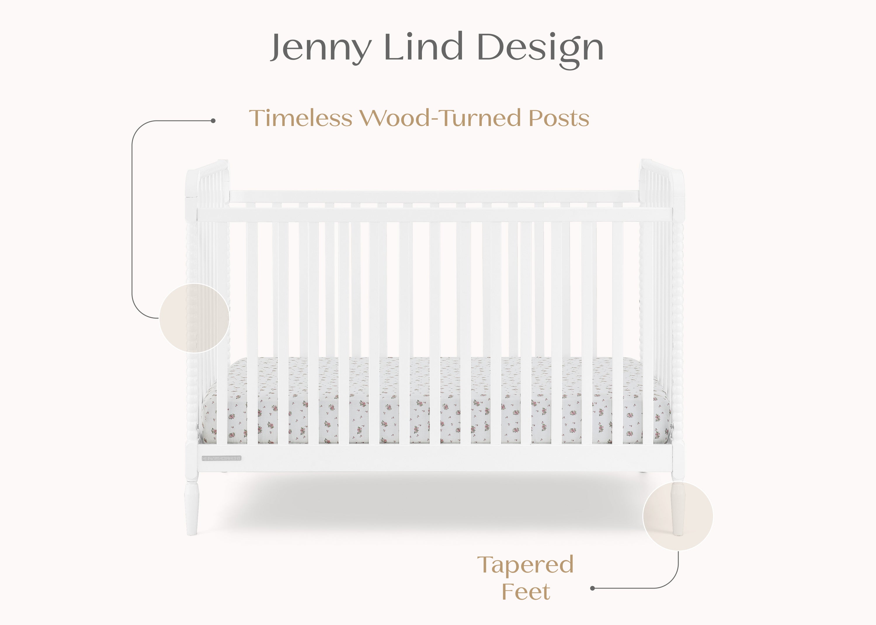 Lily 4-in-1 Convertible Baby Crib - White Nursery Furniture for Newborn to Toddler Bed | Perfect for Modern Nursery, Bedroom & Daycare