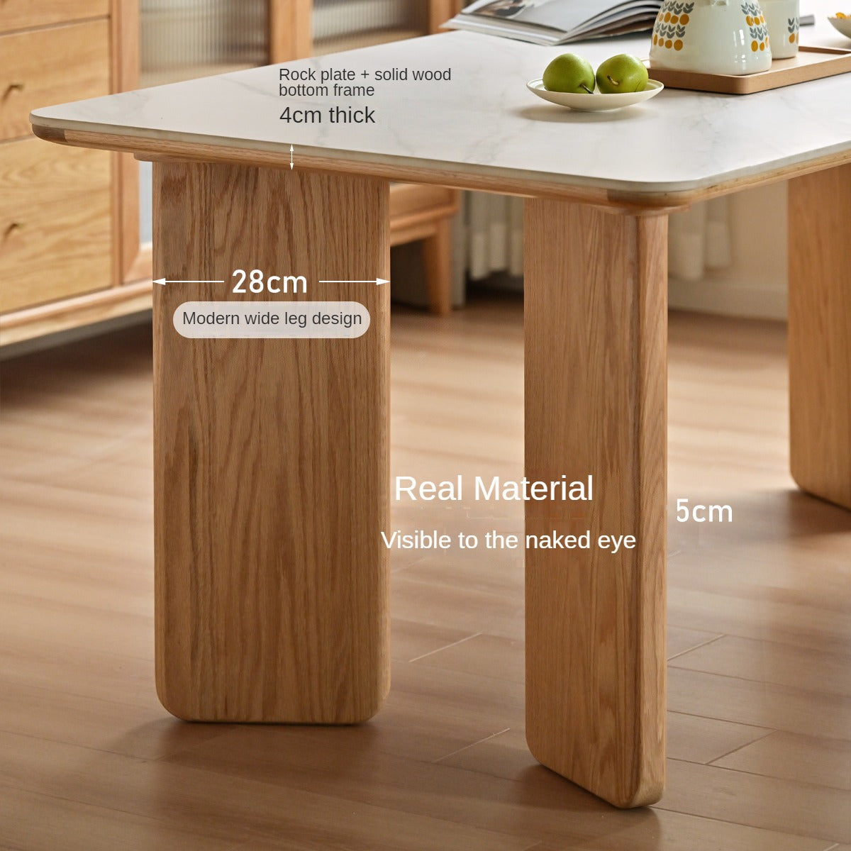Solid Oak Wood Modern Dining Table - Rock Design for Kitchen, Dining Room & Home Decor | Durable & Stylish Furniture for Family Gatherings
