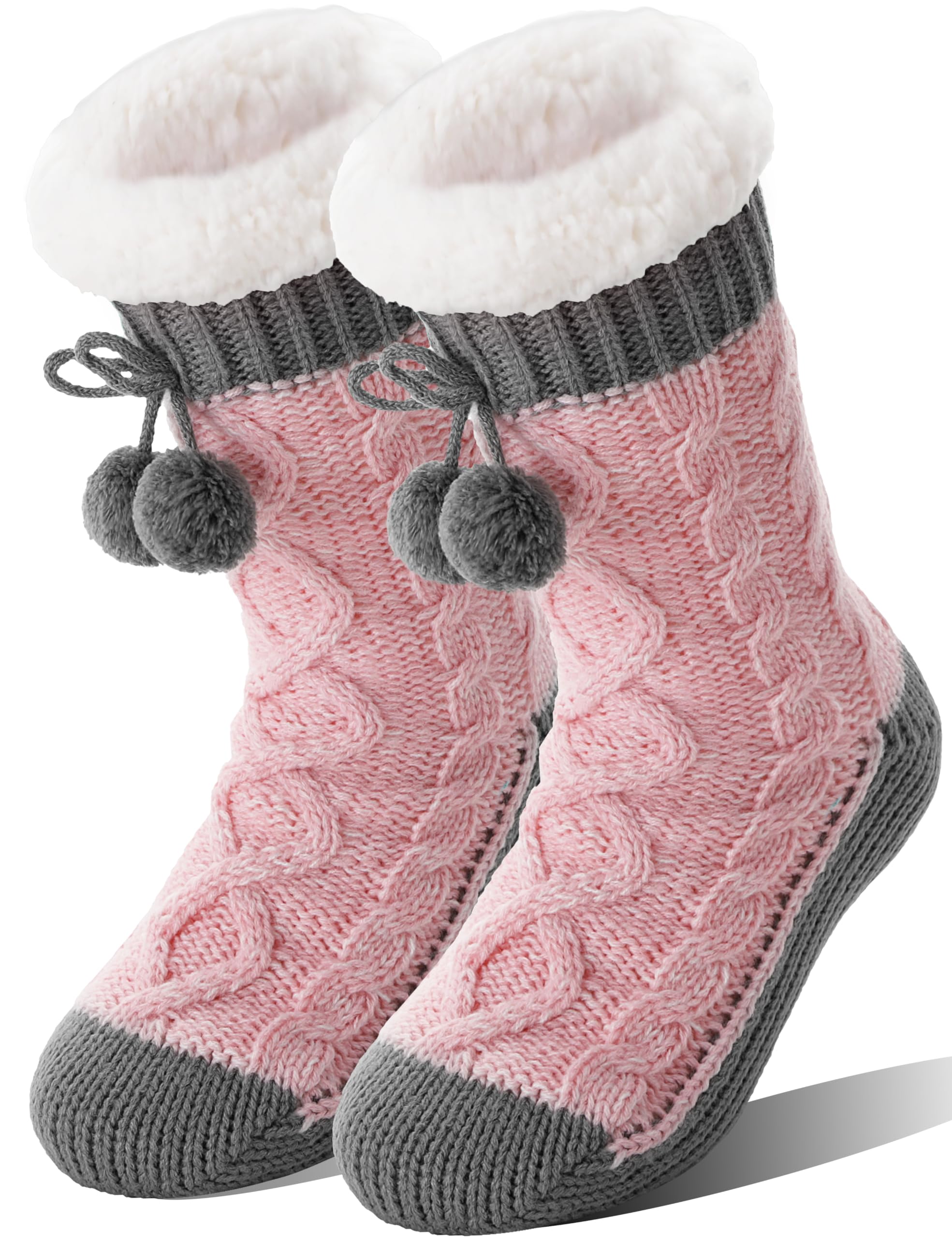 Women's Fuzzy Non-Slip Winter Slipper Socks - Warm Fleece for Home & Travel