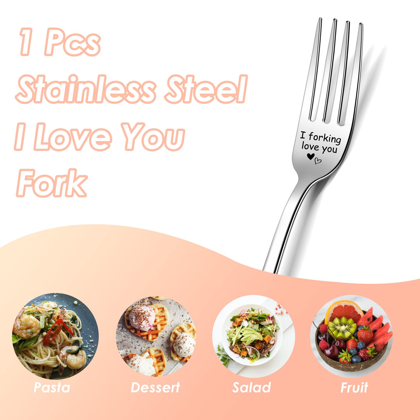 Stainless Steel I Love You Forks - Romantic Gift for Him, Boyfriend & Husband - Perfect for Valentine's, Anniversary & Birthday