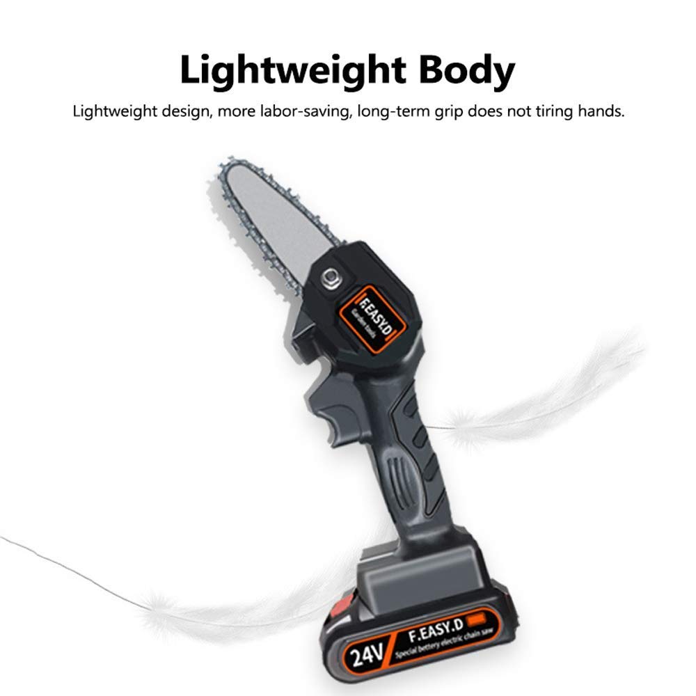 24V Cordless Electric Chainsaw - Rechargeable Lithium Battery Mini Chainsaw for Woodworking, Pruning & Garden Logging | Portable One-Handed Chainsaw for DIY Projects & Outdoor Cutting