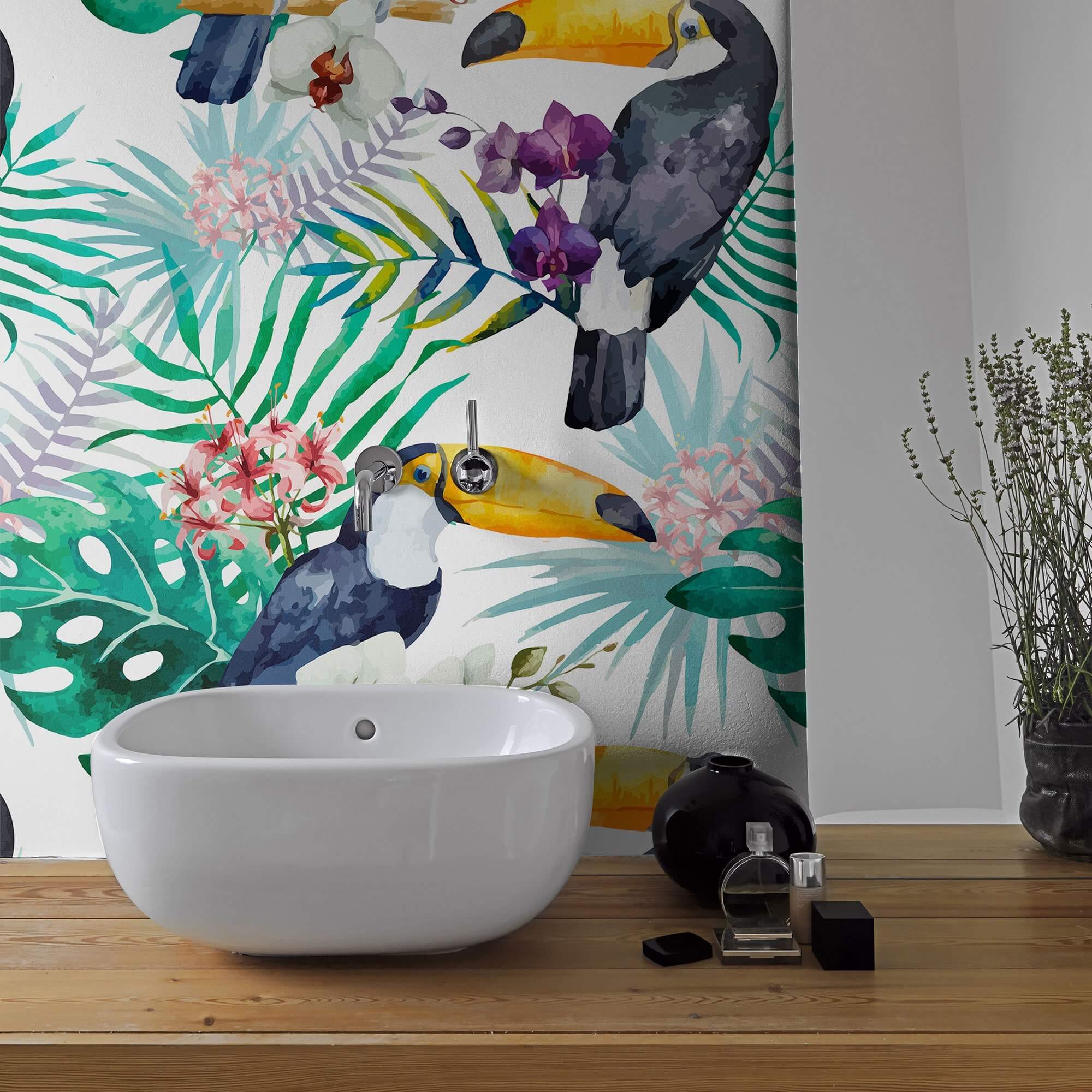 White and Purple Bird Animal Peel and Stick Removable Wallpaper 2631 - Self-Adhesive Decorative Wall Covering for Nursery, Bedroom, or Office Decor