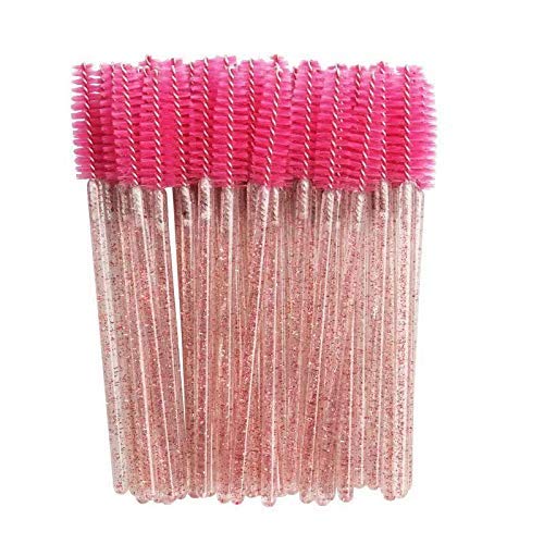 Premium Disposable Makeup Brushes 1000 Pcs - Diamond Handle Cosmetic Brush Wands with Crystal Eyelash Applicator (Rose Gold Handle) for Professional Salon, Bridal Makeup & Home Beauty Use