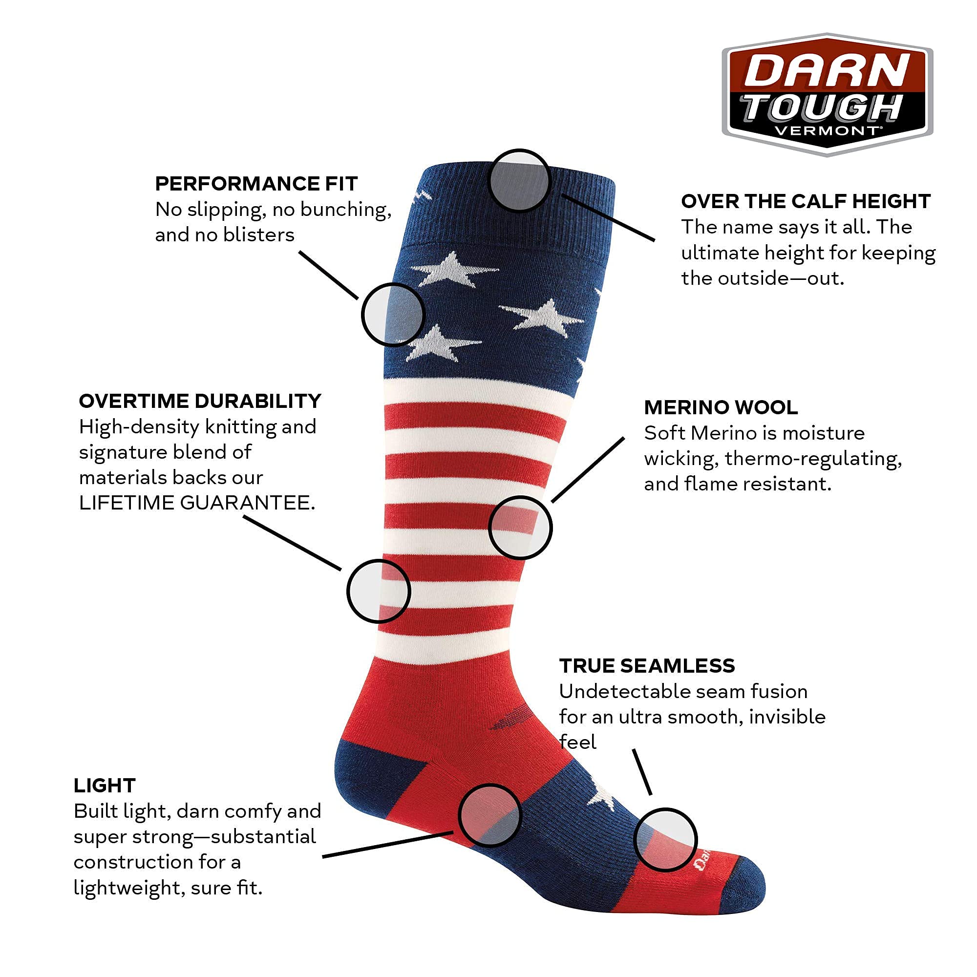 Darn Tough Captain America Ultra Light Socks for Men - Moisture Wicking Hiking & Running Socks - Perfect for Outdoor Adventures & Daily Wear