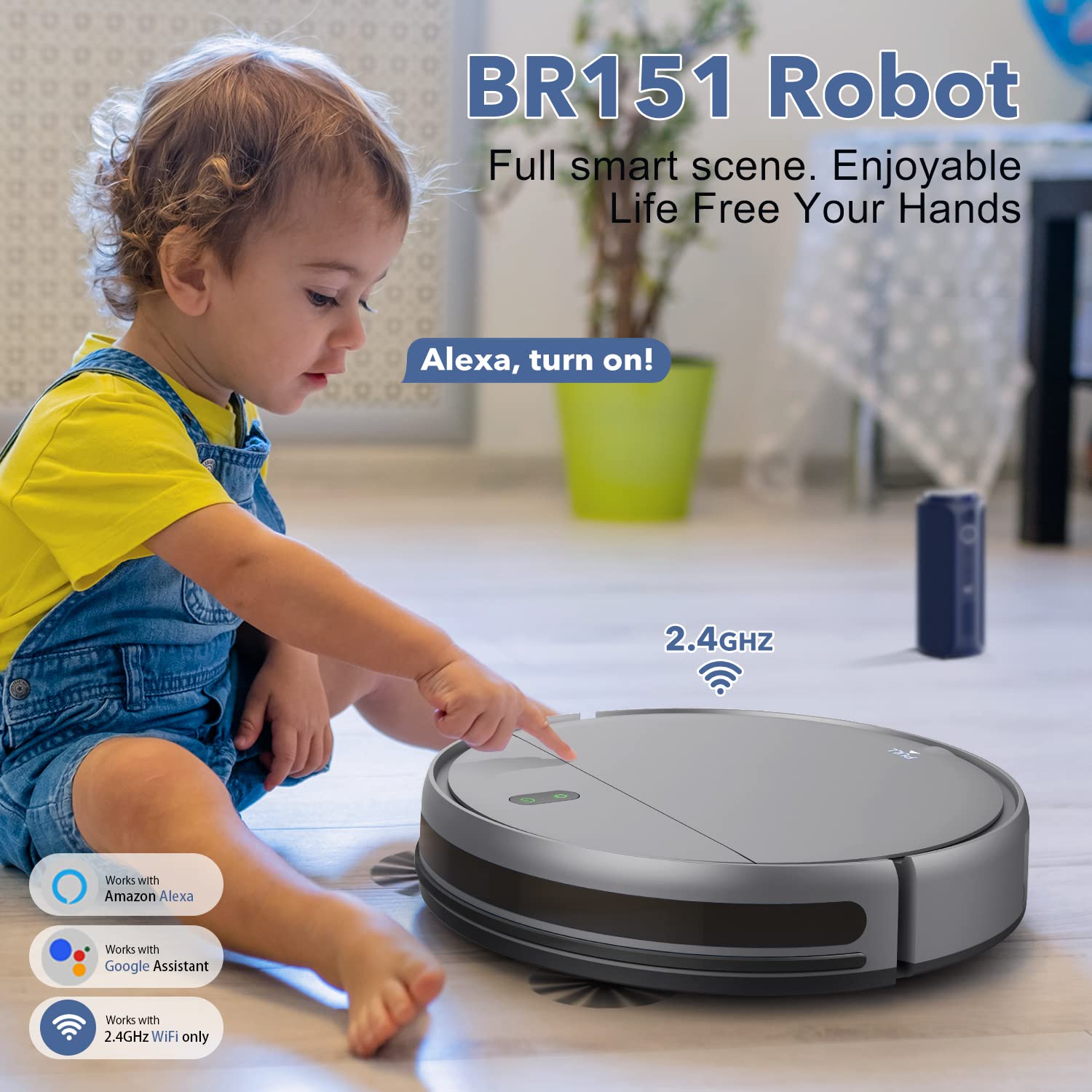 MAMNV 2-in-1 Robot Vacuum & Mop, WiFi/Alexa, Self-Charging - Perfect for Hard Floors & Pet Hair
