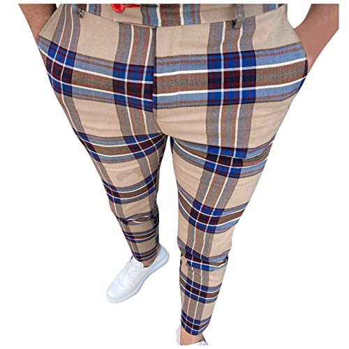 Men's Business Pants - Plaid & Solid Color Dress Pants with Pockets for Work, Sport & Outdoor Activities | Office Wear & Casual Style
