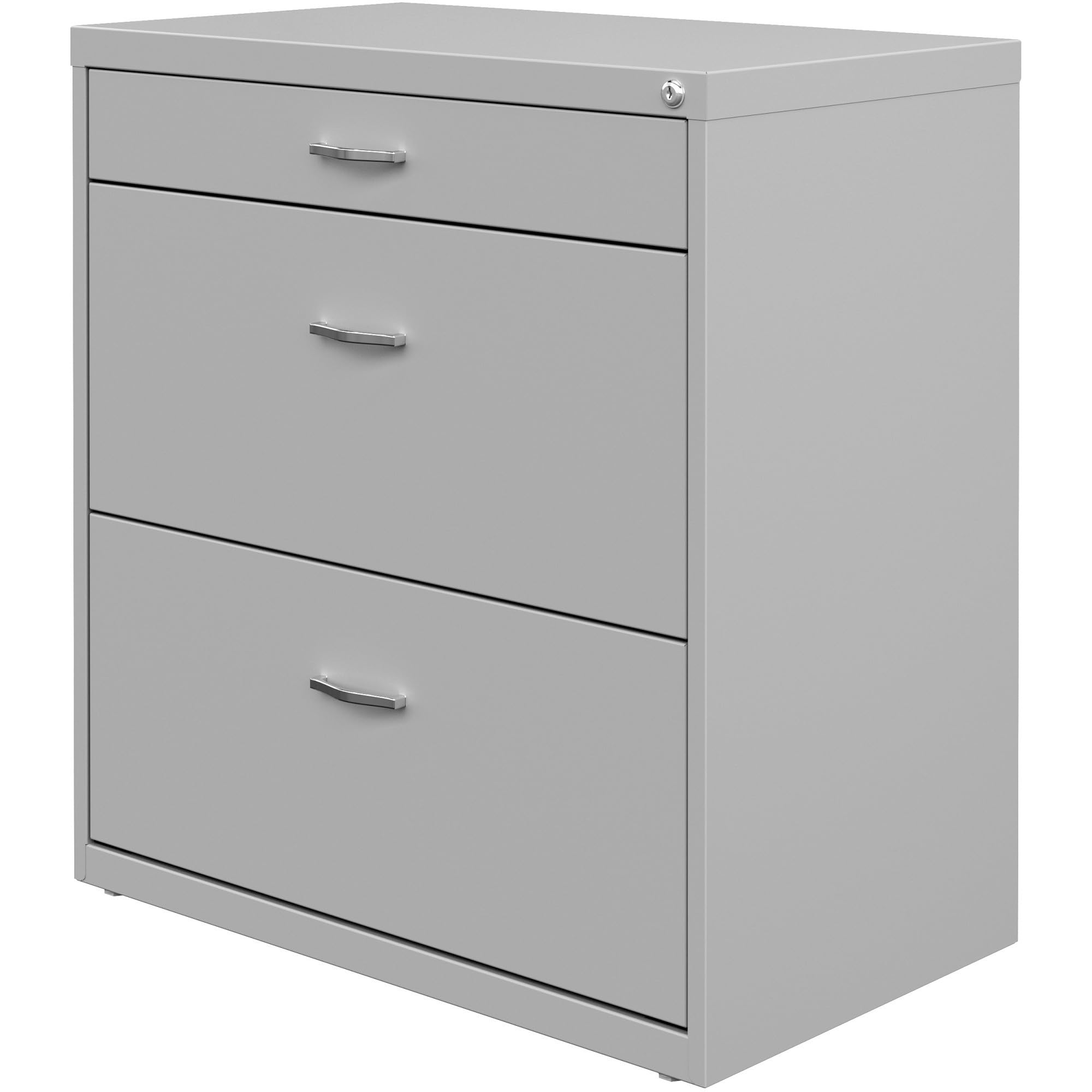 Lorell NuSparc Pencil Drawer Lateral File Cabinet - Silver Metal Office Storage for Documents & Supplies | Perfect for Home Office, School, or Workplace Organization