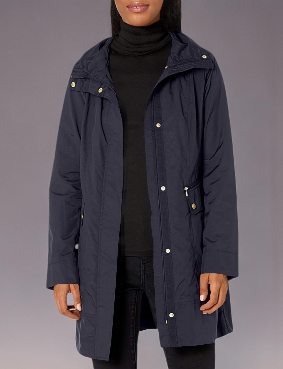 Cole Haan Women's Lightweight Waterproof Packable Rain Jacket – Windproof Travel Coat for Commuting, Hiking & Outdoor Adventures