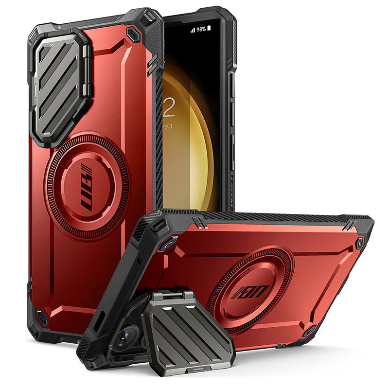 Samsung Galaxy S24 Ultra Unicorn Beetle Pro MAG XT Bumper Case - Shockproof Protective Cover with Magnetic Ring (Metallic Red) | Perfect for Outdoor Adventures, Work & Daily Use