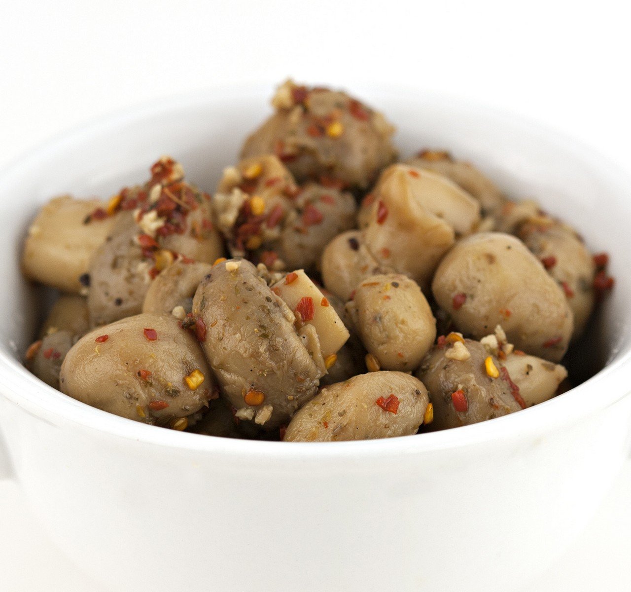 Jake & Amos Spicy Pickled Garlic Mushrooms - 16 Oz Glass Jars (2 Pack) - Perfect for Charcuterie Boards, Salads & Gourmet Gifts
