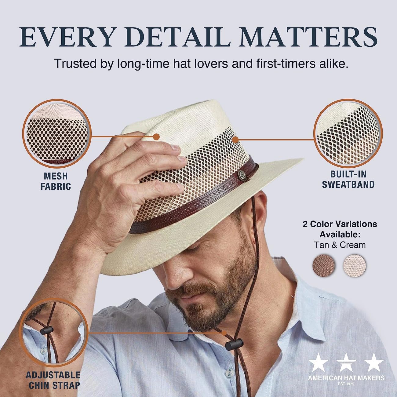 American Hat Makers Straw Fedora Hats for Men & Women - Breathable Milan Summer Sun Hat for Beach, Outdoor & Travel
