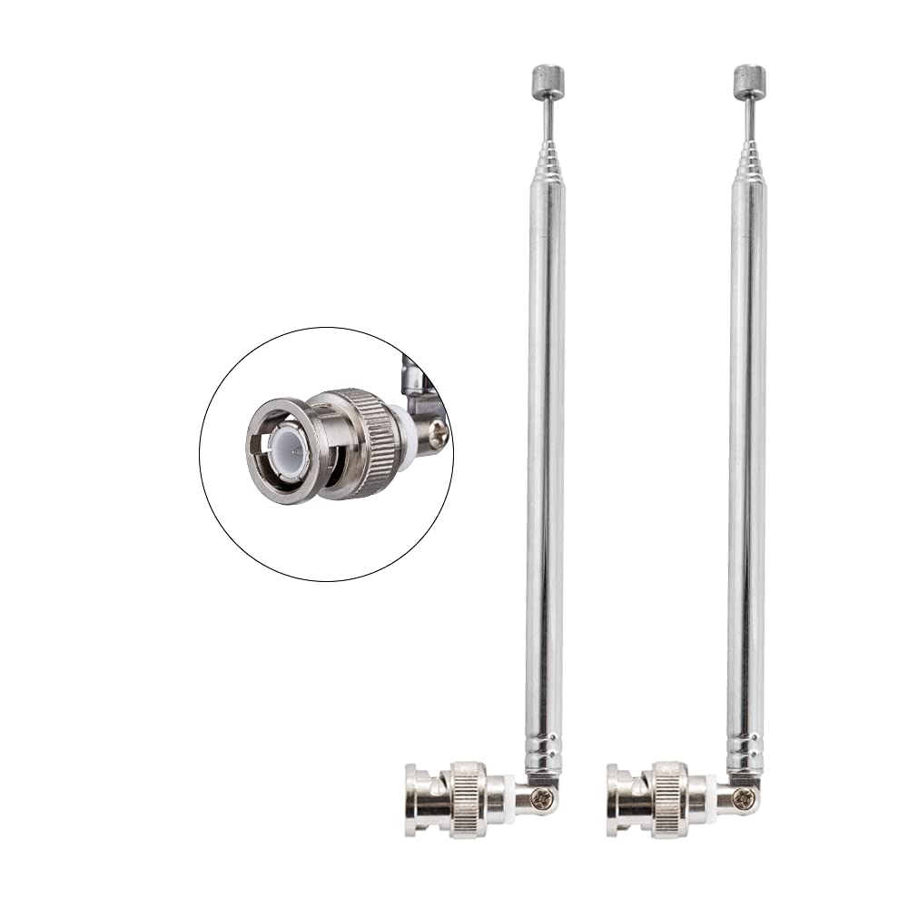 2PCS BNC Male Connector Telescopic Antenna - 7-Section VHF UHF 68.5cm/27IN Extendable BNC Plug Antenna for CB Radio, Police Scanner, Ham Radio, Two Way Radio | Perfect for Mobile Communication, Wireless Microphones & Emergency Scenarios