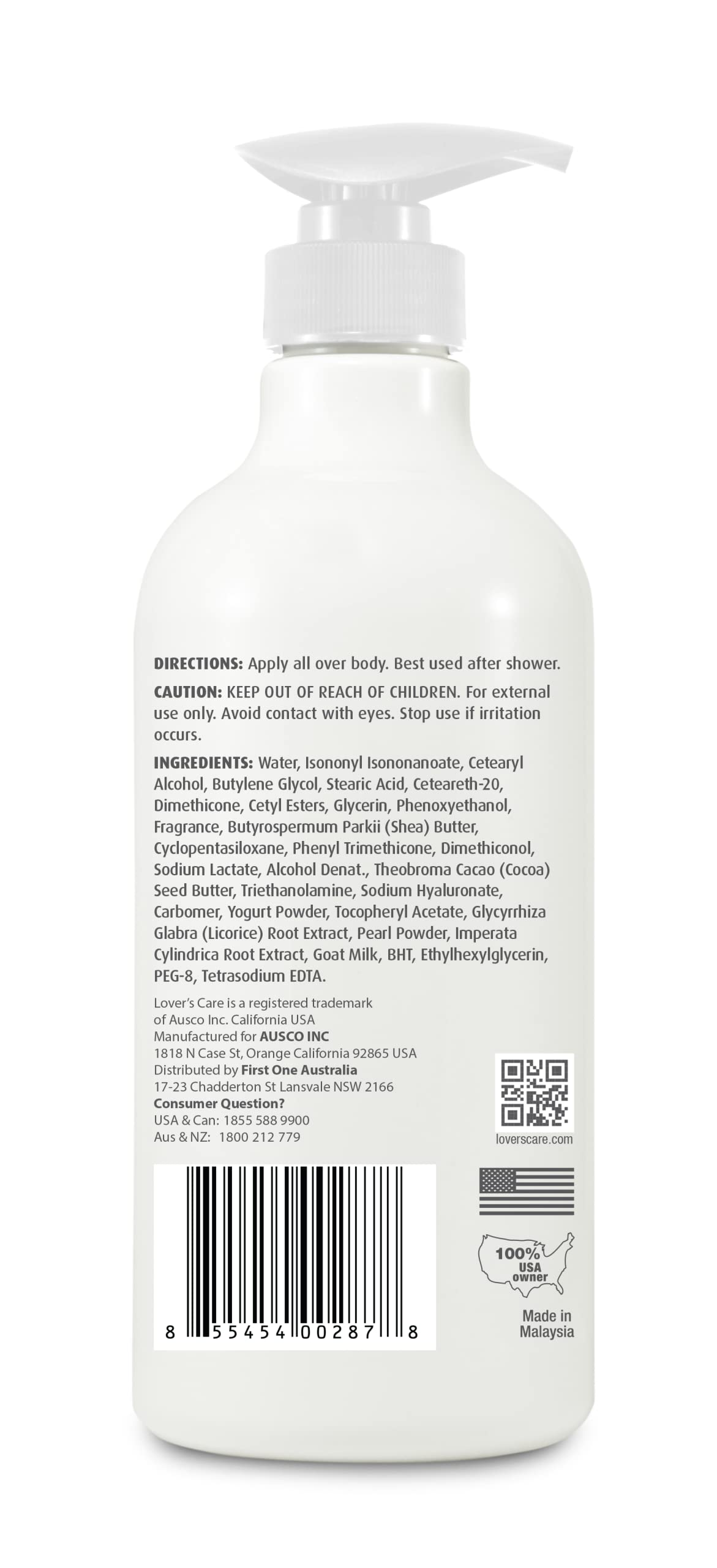 Lover's Care Goat Milk Body Lotion for Dry Skin - 27.05oz (800ml) Ultra Hydrating Moisturizer with Pearl Extract | Combo Pack Includes Body Wash | Perfect for Winter Skincare & Sensitive Skin Care Routine