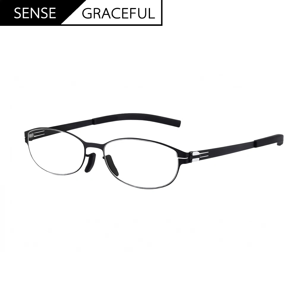 Aimee Women's Full Rim Oval Screwless Stainless Steel Eyeglasses Frame 2003 - Lightweight & Durable for Work, Reading, and Fashion Accessories