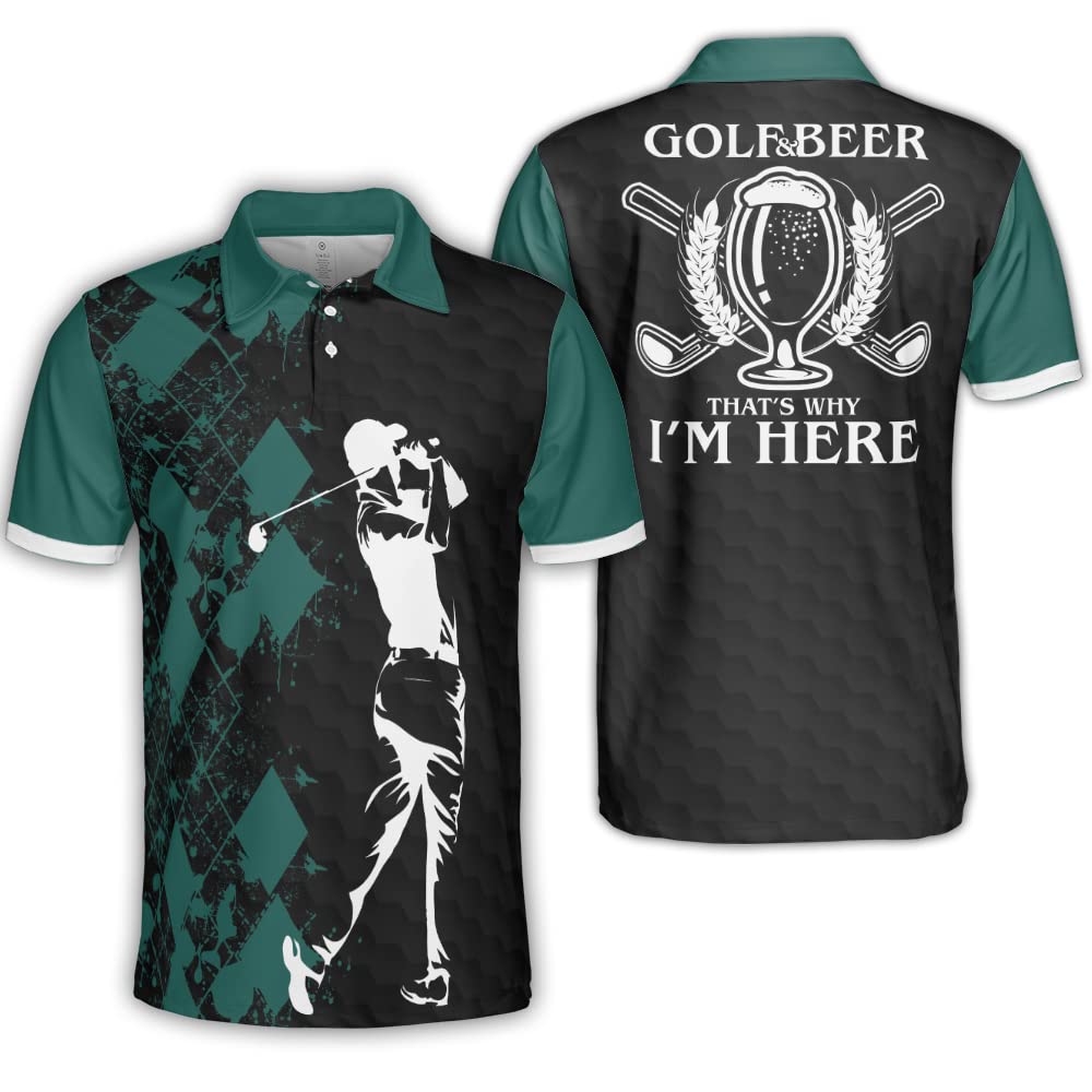 Polomore Argyle Golf Shirt for Men - Funny & Crazy Golf Polo Shirts - Comfortable & Stylish Men's Golf Apparel - Perfect for Golf Outings, Casual Wear & Club Events