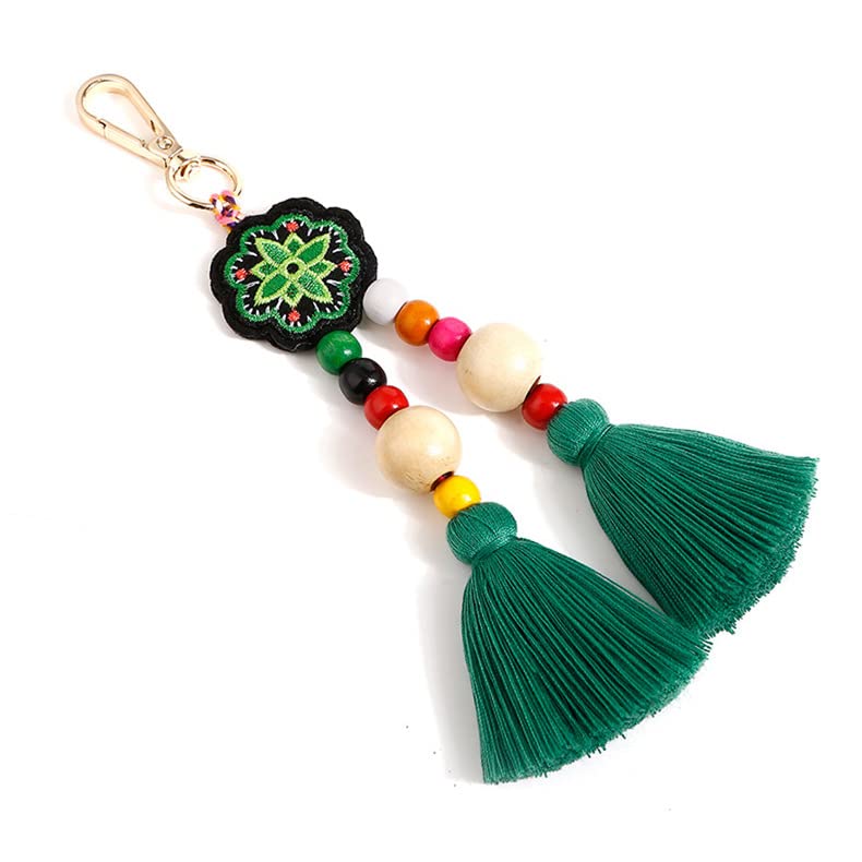 QTMY Boho Style Pom Pom Shell Beads Tassel Purse Charms - Handbag Pendant Keyring for Women's Bag Accessories | Perfect for Boho Fashion, DIY Jewelry Making & Gift Giving