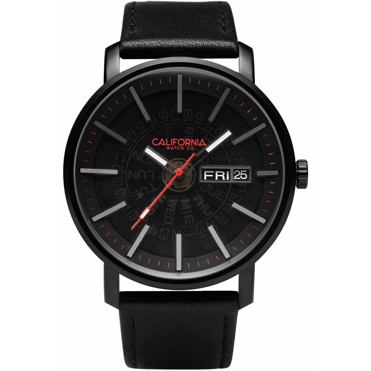California Watch Co. Mojave Leather All Black Smoke Watch - Stylish Unisex Timepiece for Outdoor Adventures & Casual Wear