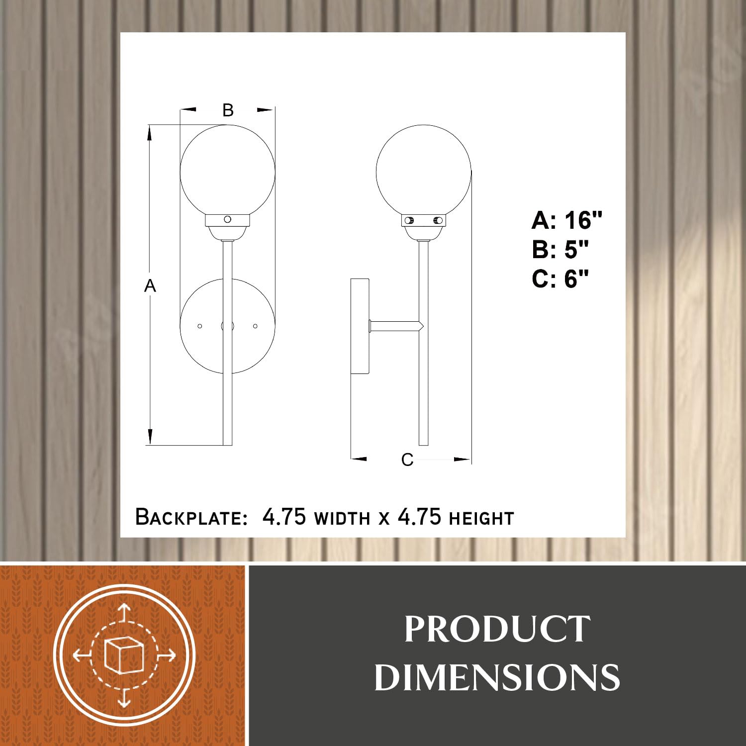 VAXCEL Orbit 1 Light Wall Sconce in Brass & Oil Rubbed Bronze with Clear Glass Globe - Mid Century Modern Industrial Lighting for Bedroom, Living Room, Hallway & Entryway