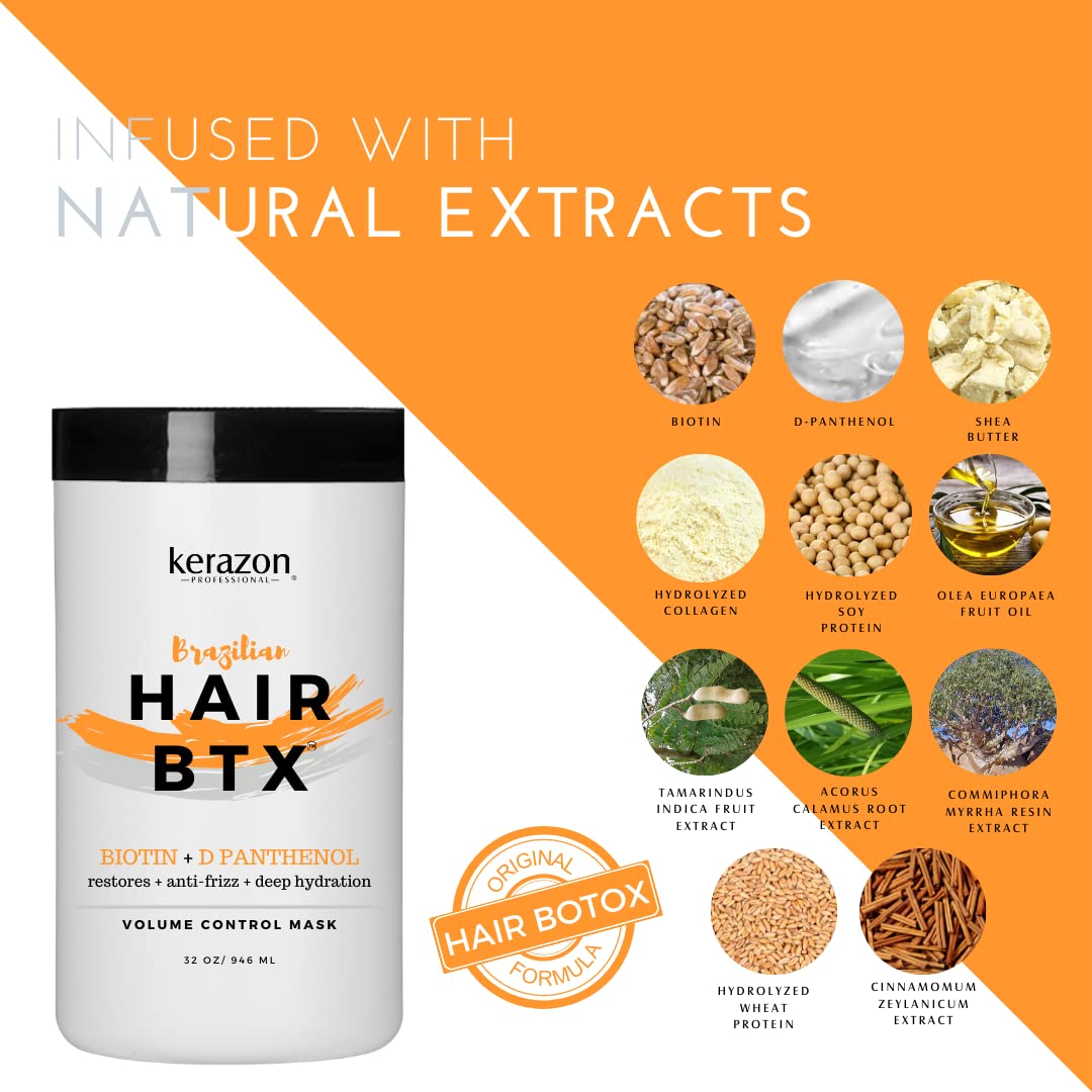 Brazilian Hair BTX Treatment Kit for All Hair Types - Sulfate Free & Sodium Free Shampoo & Conditioner Set | Deep Conditioning for Damaged Hair, Salon-Quality Hair Repair at Home