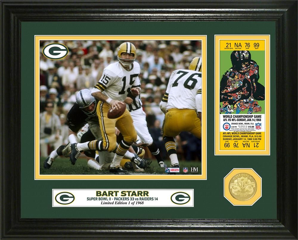 Bart Starr Super Bowl 2 Champion Commemorative Bronze Coin with Photo - Limited Edition Collectible for Football Fans, Sports Memorabilia Display