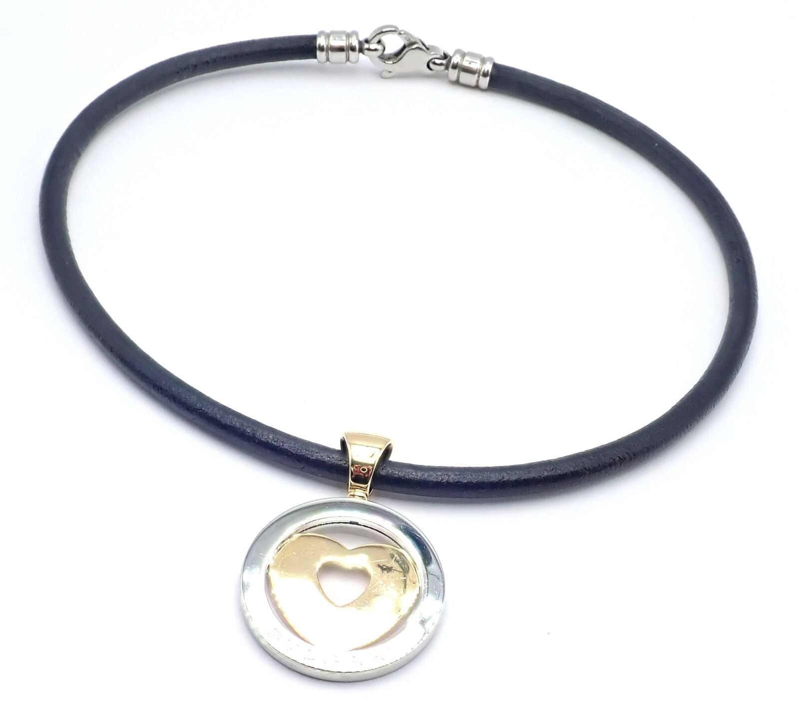Authentic Bvlgari Bulgari Tondo 18k Yellow Gold & Steel Heart Pendant Necklace for Women - Elegant Jewelry Gift for Anniversary, Valentine's Day & Special Occasions