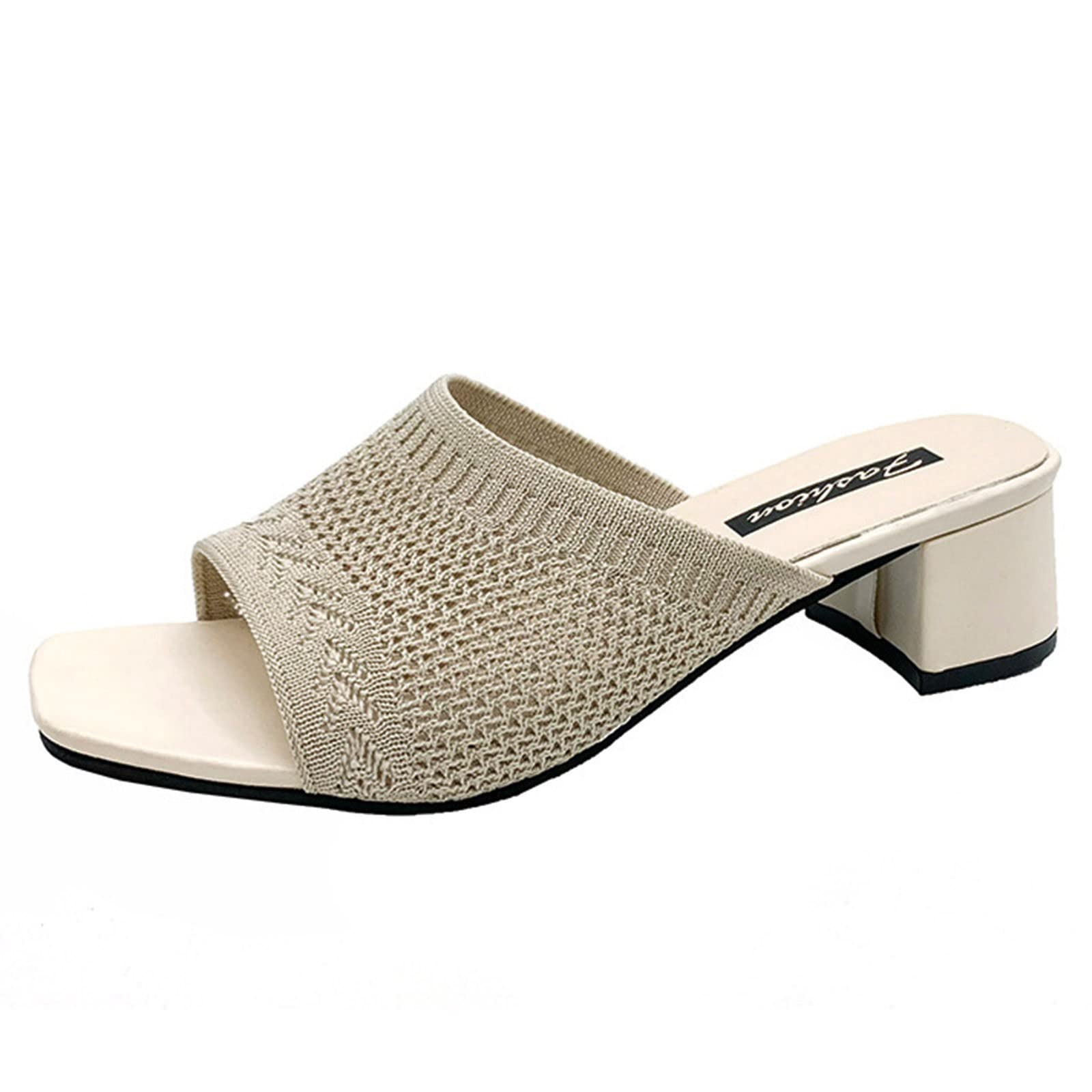 Breathable Woven Women's Mid Heel Sandals & Slippers - Spring Summer Fashion with 2 Straps | Comfortable Casual & Office Wear for Women