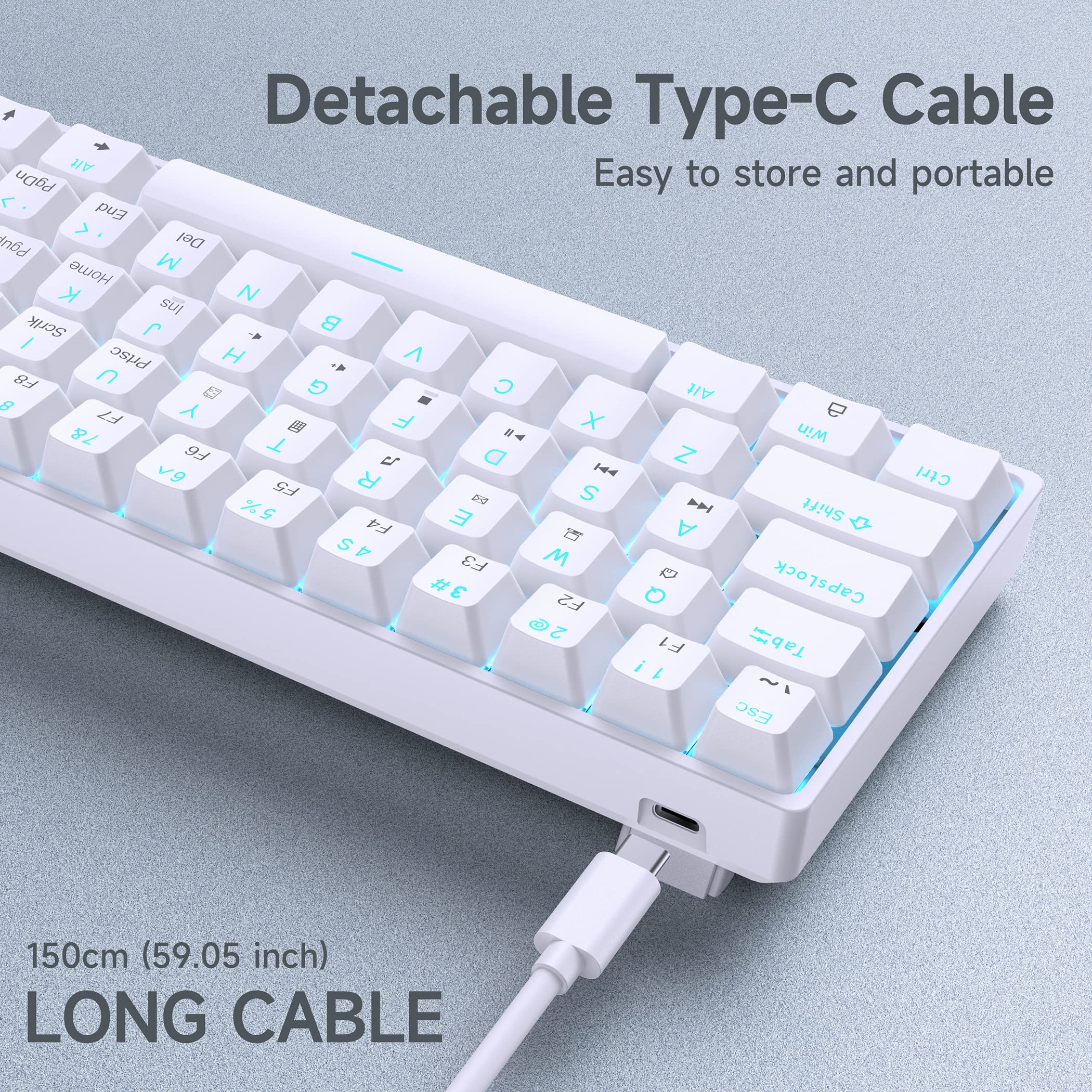 DIERYA DK61SE 60% Compact Mechanical Gaming Keyboard - 61 Keys with Blue Clicky Switches, RGB Backlit, Anti-Ghosting, USB-C Wired for PC, Laptop Gamers & Typists - Perfect for Esports, Office Work & Programming