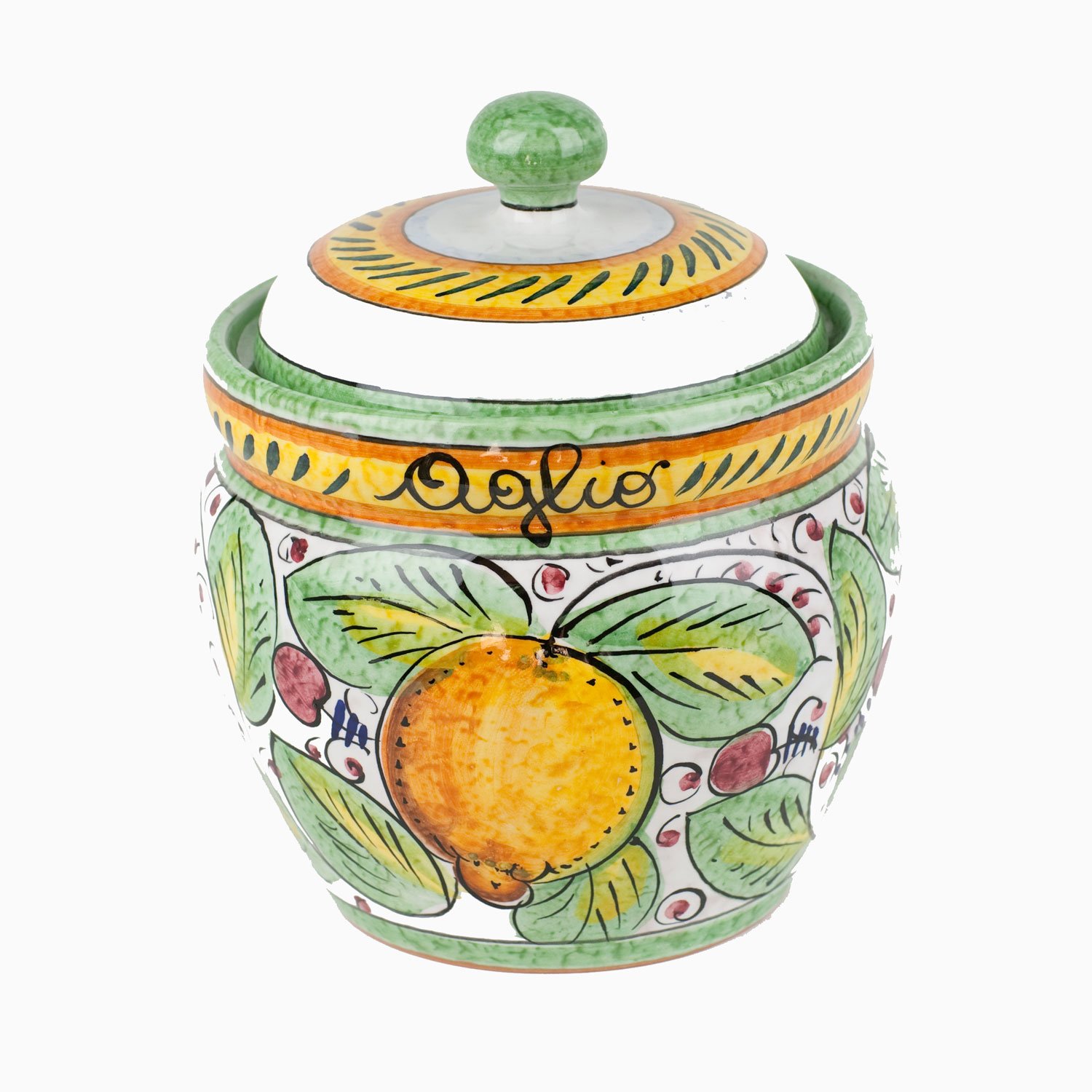 Hand Painted Italian Frutta Mista Garlic Keeper - Ceramic Airtight Container for Fresh Garlic Storage - Perfect for Kitchen, Pantry & Dining Table Decor