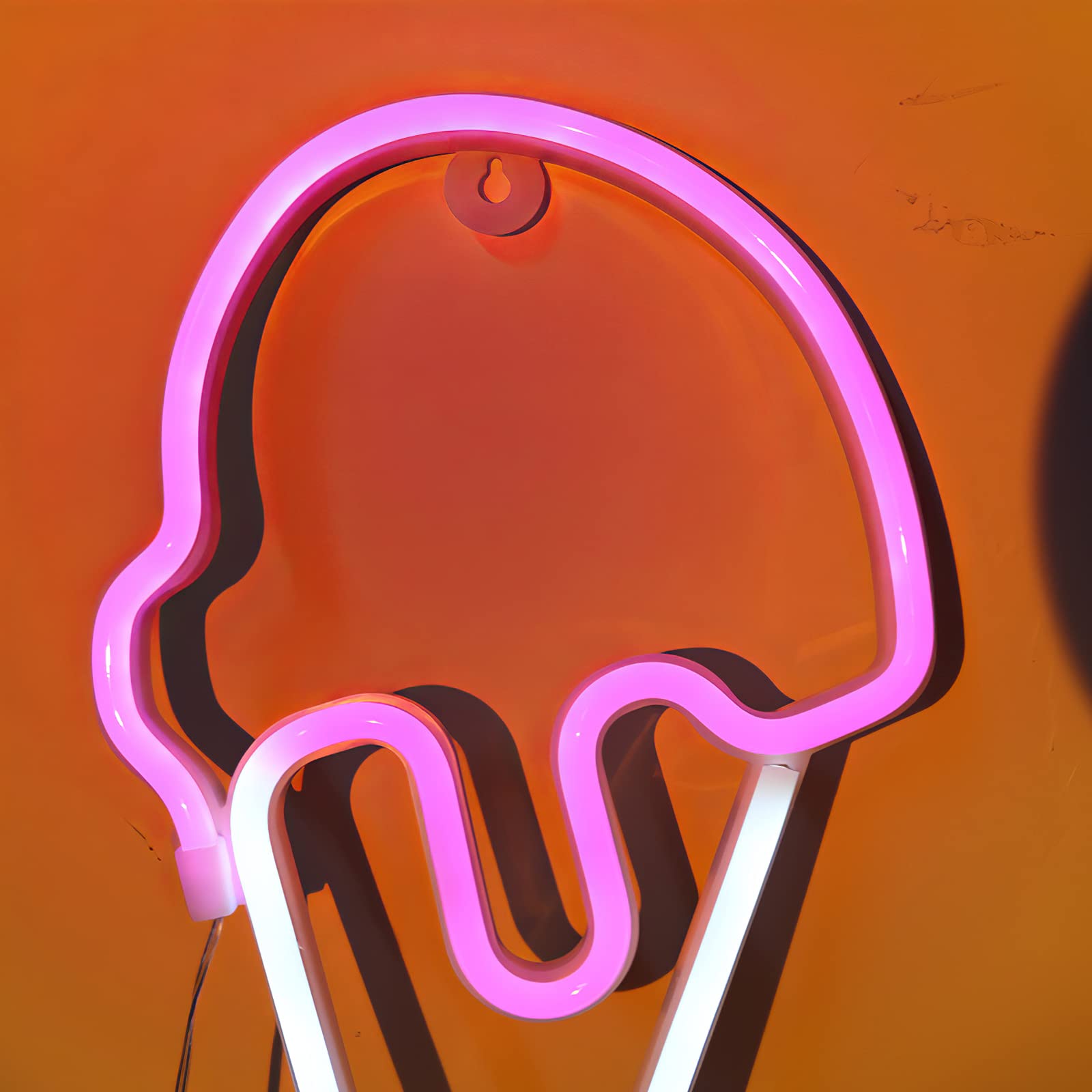 Vibrant CAMPSLE Ice Cream Neon Sign - LED Neon Lamp for Unique Room Decor | USB & Battery Powered Art Night Light for Home, Bedroom, Office & Party | Perfect for Ice Cream Shops, Teen Rooms & Retro Themed Events