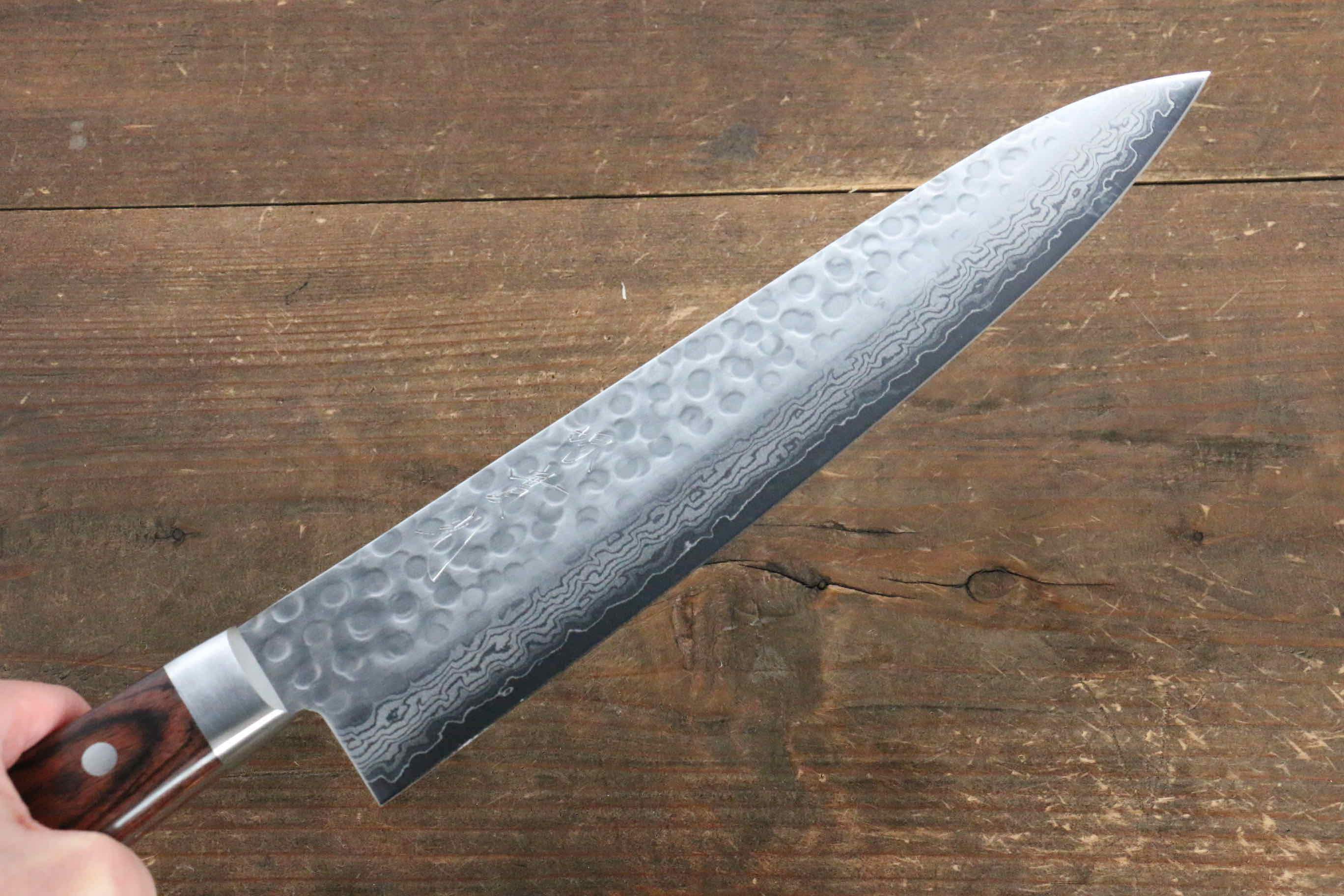 Premium Jikko VG10 17-Layer Damascus Gyuto Chef Knife 240mm - Japanese High Carbon Stainless Steel Blade with Mahogany Handle - Perfect for Sushi, Meat Slicing & Professional Kitchen Use