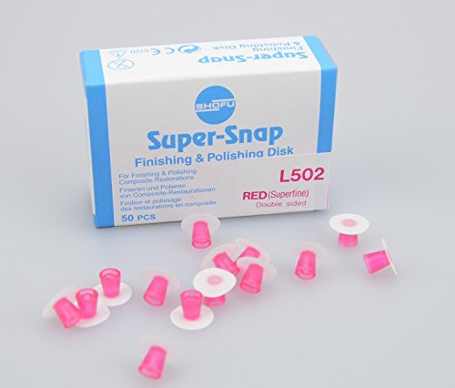 SHOFU Super Snap Red Double Sided Dental Polishing Discs - Box of 50 Refills (Item# 110685) - Perfect for Dental Offices, Teeth Whitening & Cosmetic Dentistry Procedures