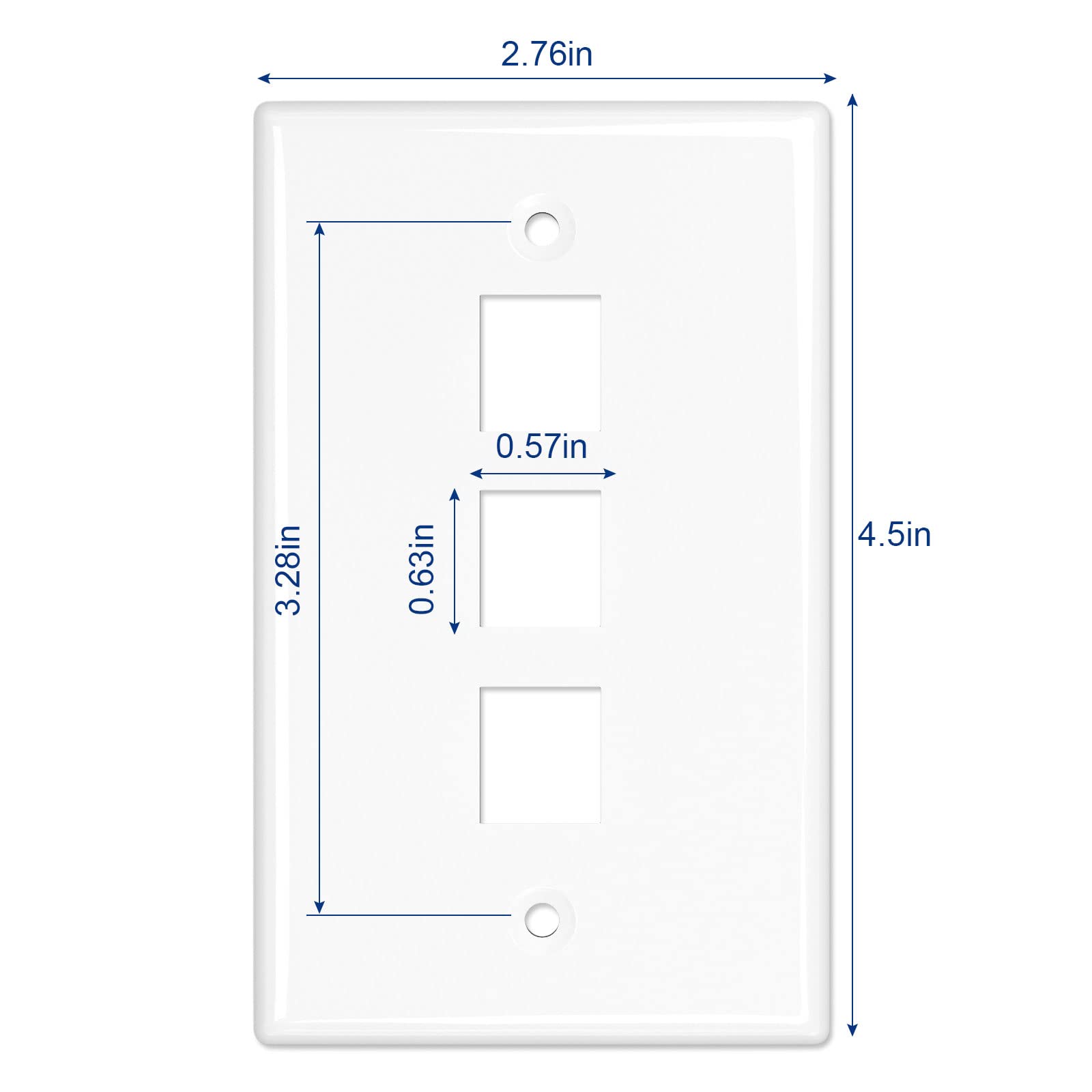 Iwillink 10-Pack Low Profile 3-Port Keystone Wall Plate for Ethernet & Network Jacks - White - Perfect for Home & Office Network Installations